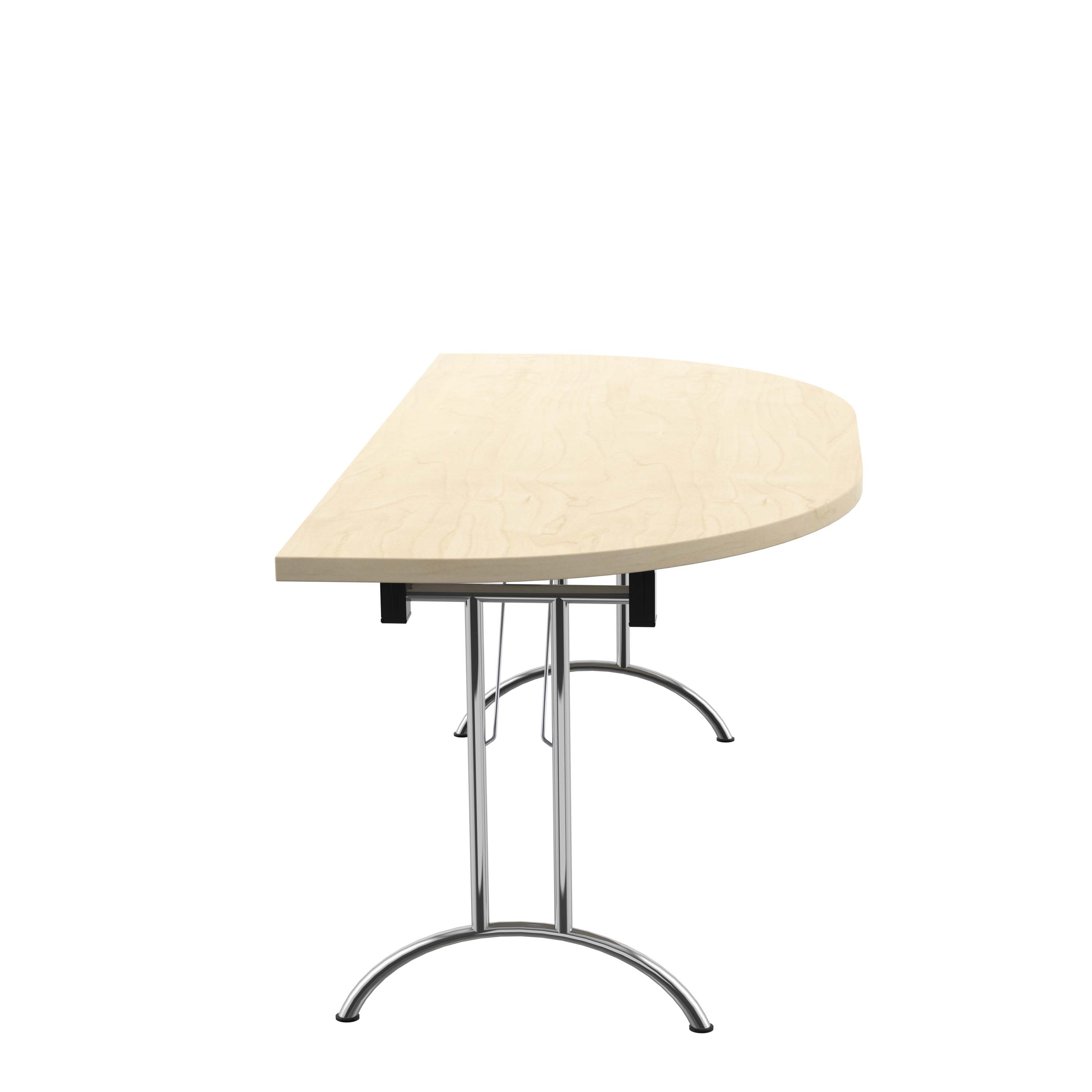 One Union D-End Folding Table (FSC) | 1600 X 800 | Maple/Silver thumbnail 3