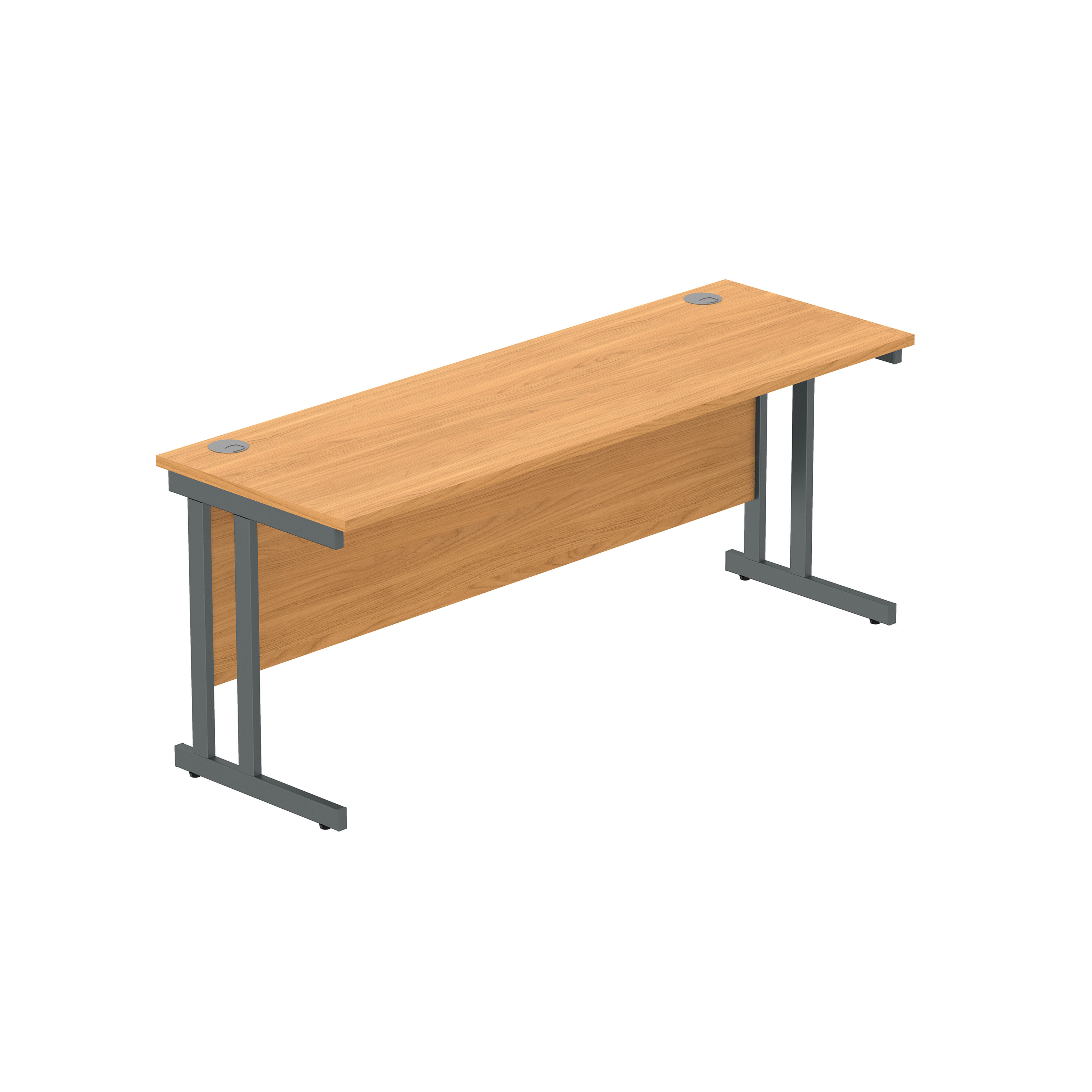 Office Rectangular Desk with Steel Double Upright Cantilever Frame (FSC) | 1800X600 | Norwegian Beech/Graphite thumbnail 2
