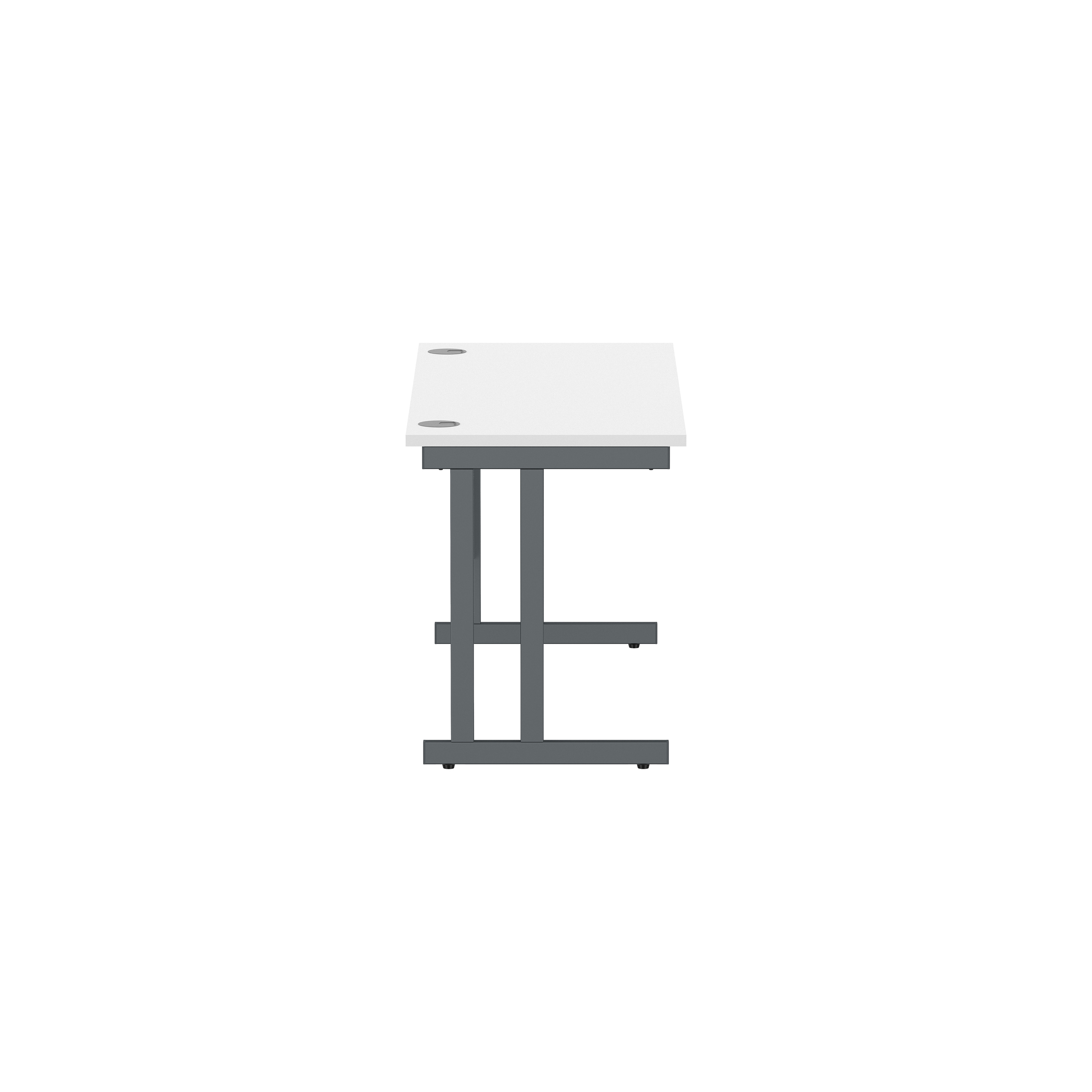 Office Rectangular Desk with Steel Double Upright Cantilever Frame (FSC) | 1400X600 | Arctic White/Graphite thumbnail 4