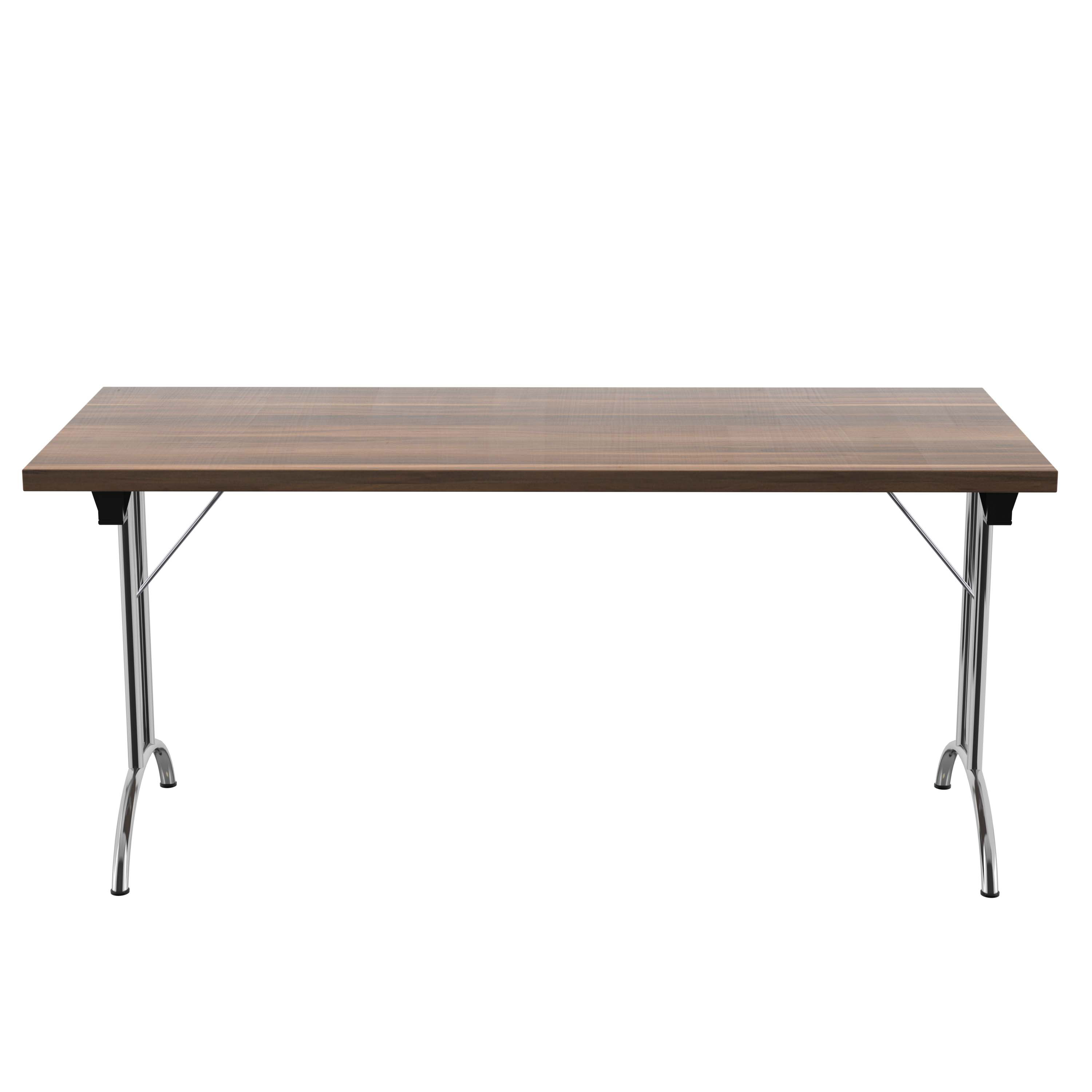 One Union Rectangular Folding Table (FSC) | 1600 X 700 | Dark Walnut/Silver thumbnail 2