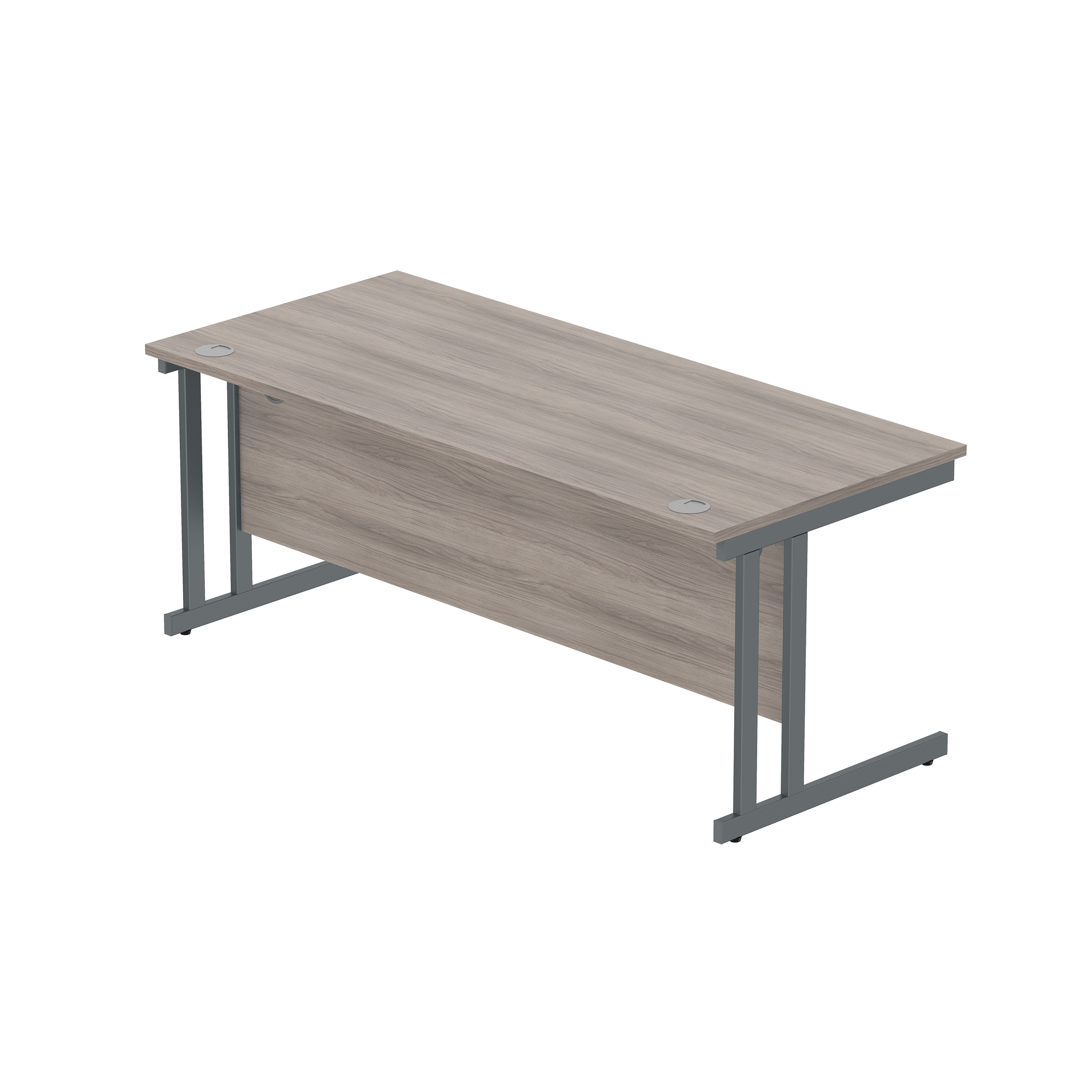 Office Rectangular Desk with Steel Double Upright Cantilever Frame (FSC) | 1800X800 | Alaskan Grey Oak/Graphite thumbnail 5