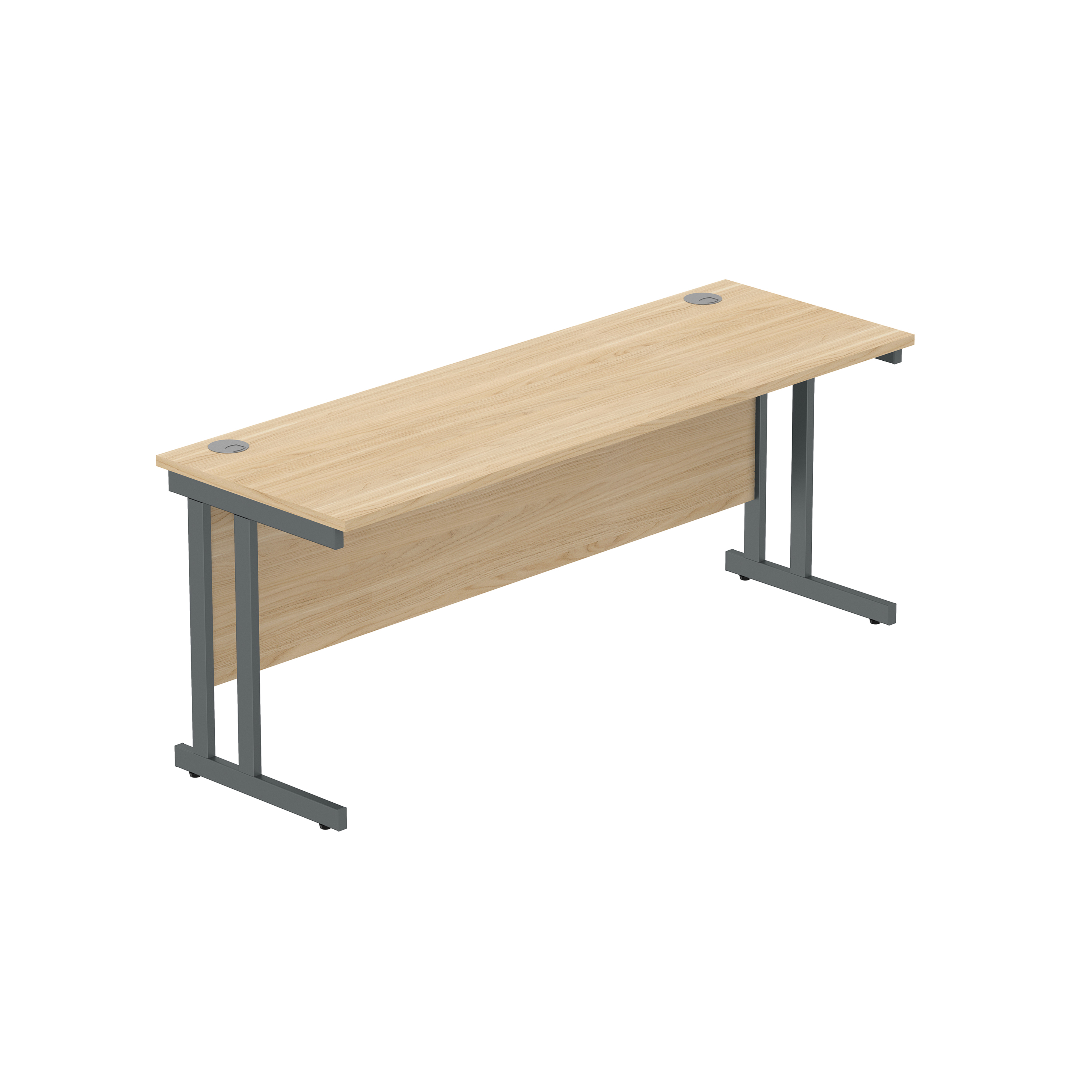 Office Rectangular Desk with Steel Double Upright Cantilever Frame (FSC) | 1800X600 | Canadian Oak/Graphite thumbnail 2