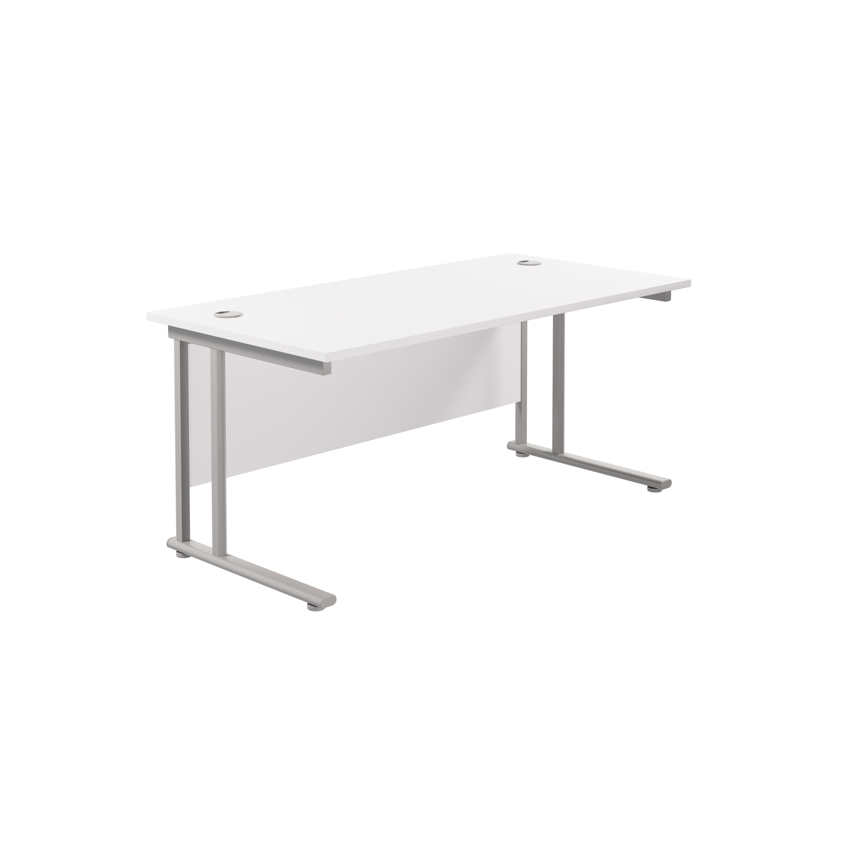 Twin+Upright+Rectangular+Desk%3A+800mm+Deep+%28FSC%29+1600X800+White%2FSilver