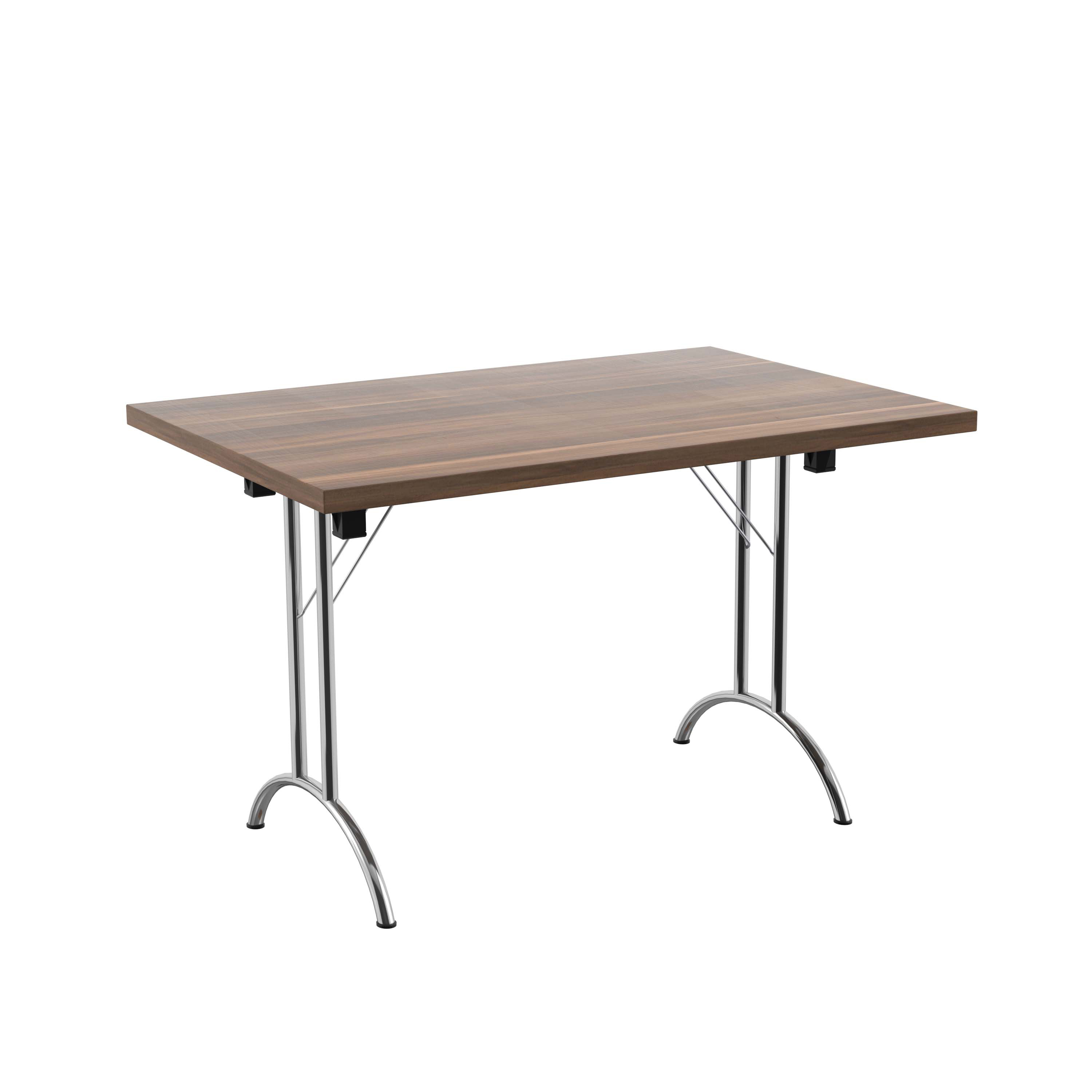 One Union Rectangular Folding Table (FSC) | 1200 X 800 | Dark Walnut/Silver