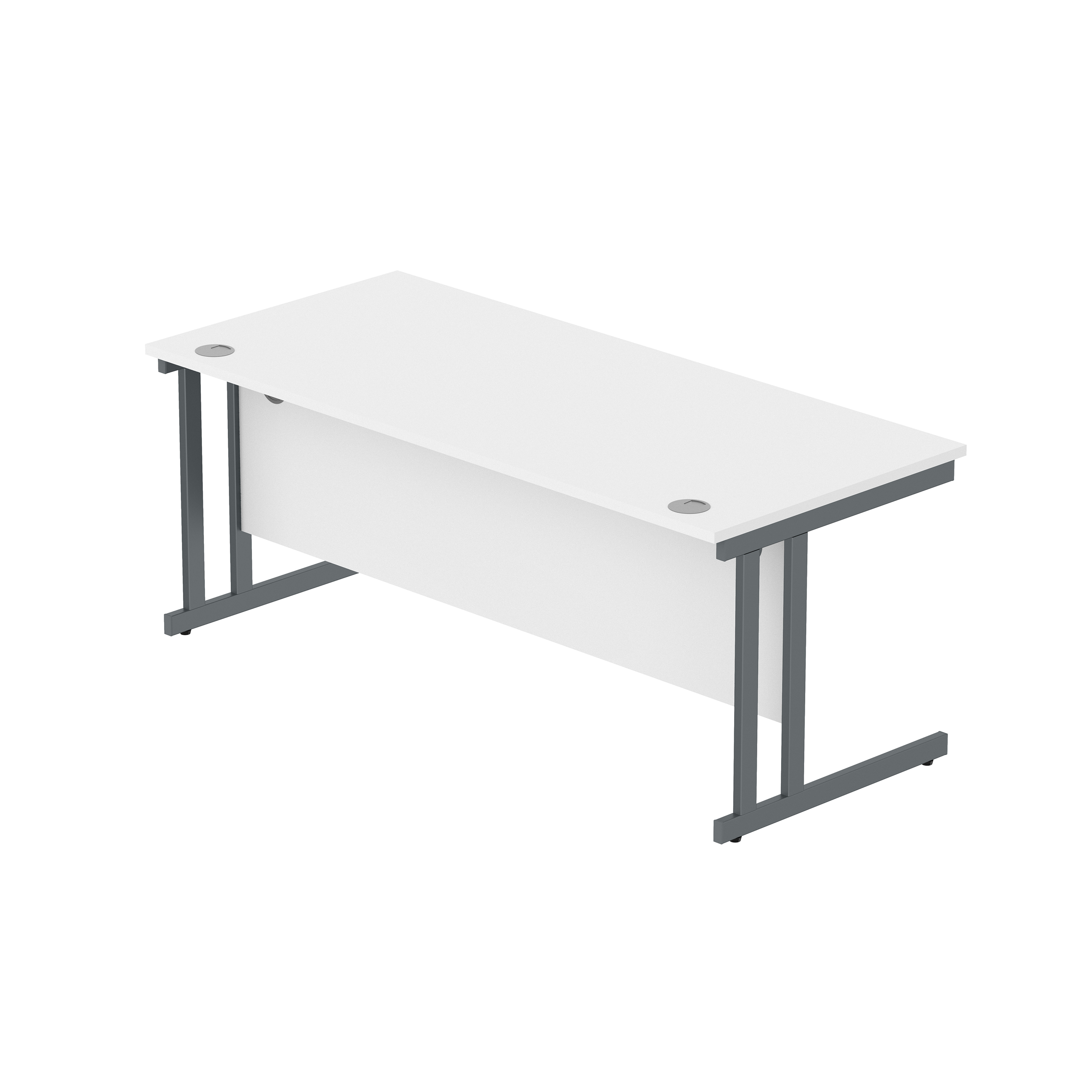 Office Rectangular Desk with Steel Double Upright Cantilever Frame (FSC) | 1800X800 | Arctic White/Graphite thumbnail 5