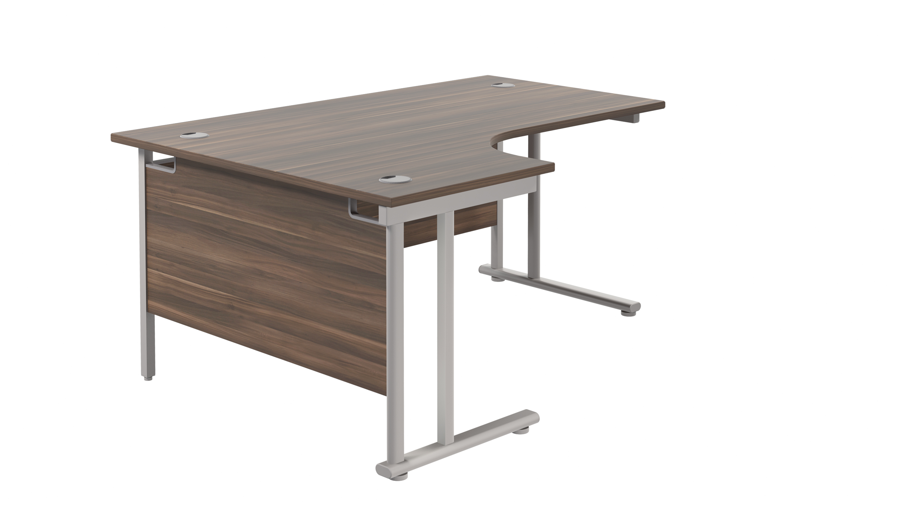 Twin+Upright+Left+Hand+Radial+Desk+%28FSC%29+1600X1200+Dark+Walnut%2FSilver