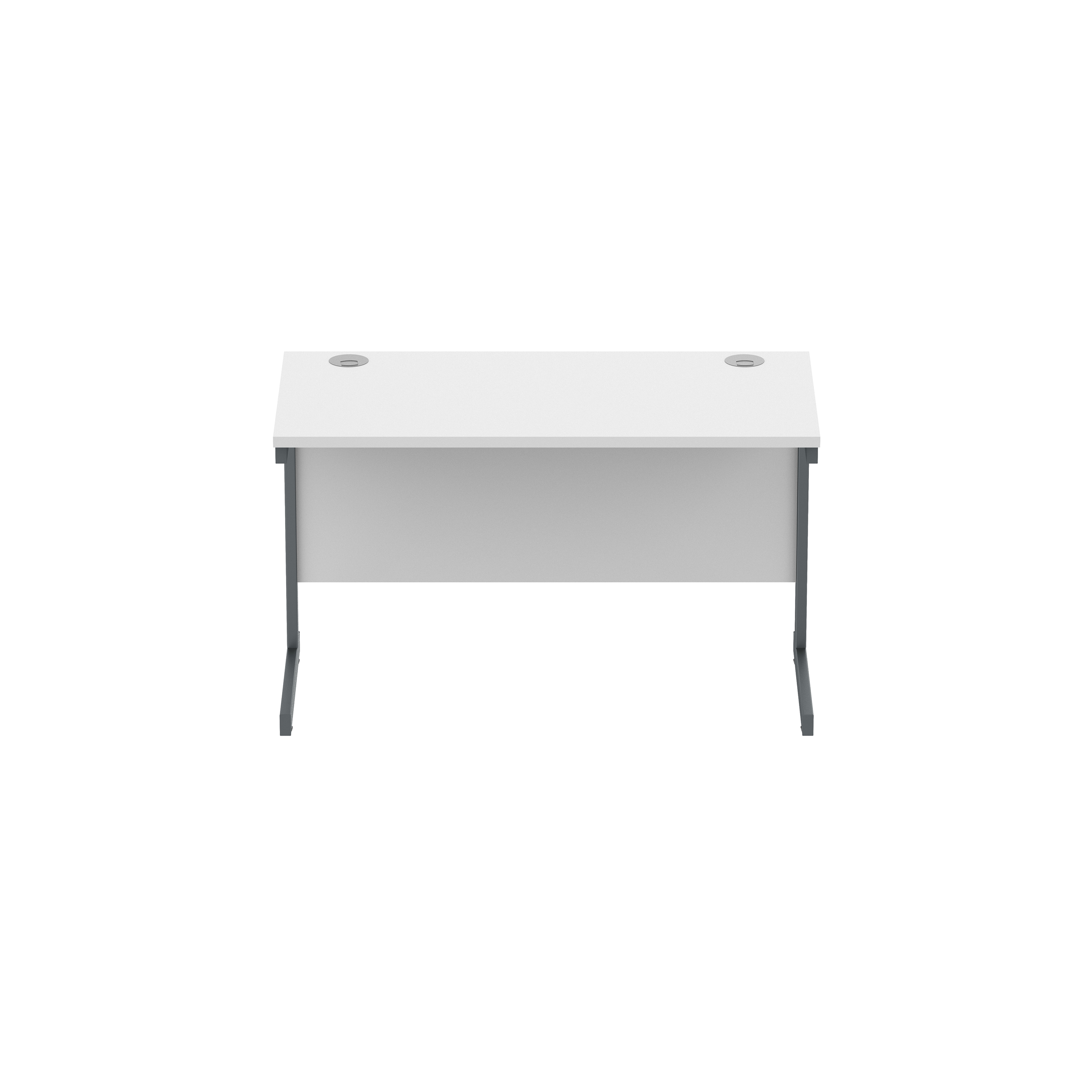 Office Rectangular Desk with Steel Single Upright Cantilever Frame (FSC) | 1200X600 | Arctic White/Graphite thumbnail 3