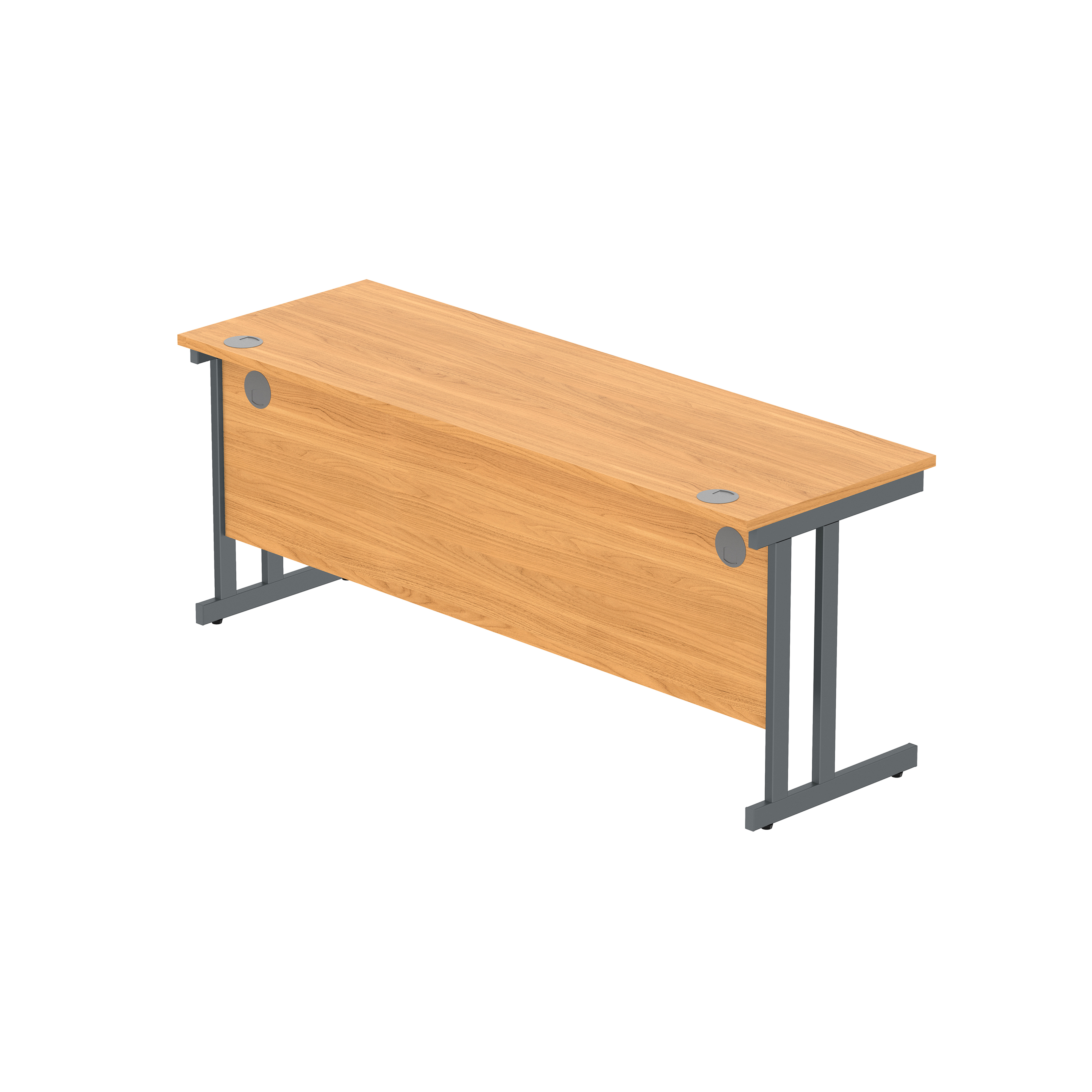Office Rectangular Desk with Steel Double Upright Cantilever Frame (FSC) | 1800X600 | Norwegian Beech/Graphite thumbnail 6
