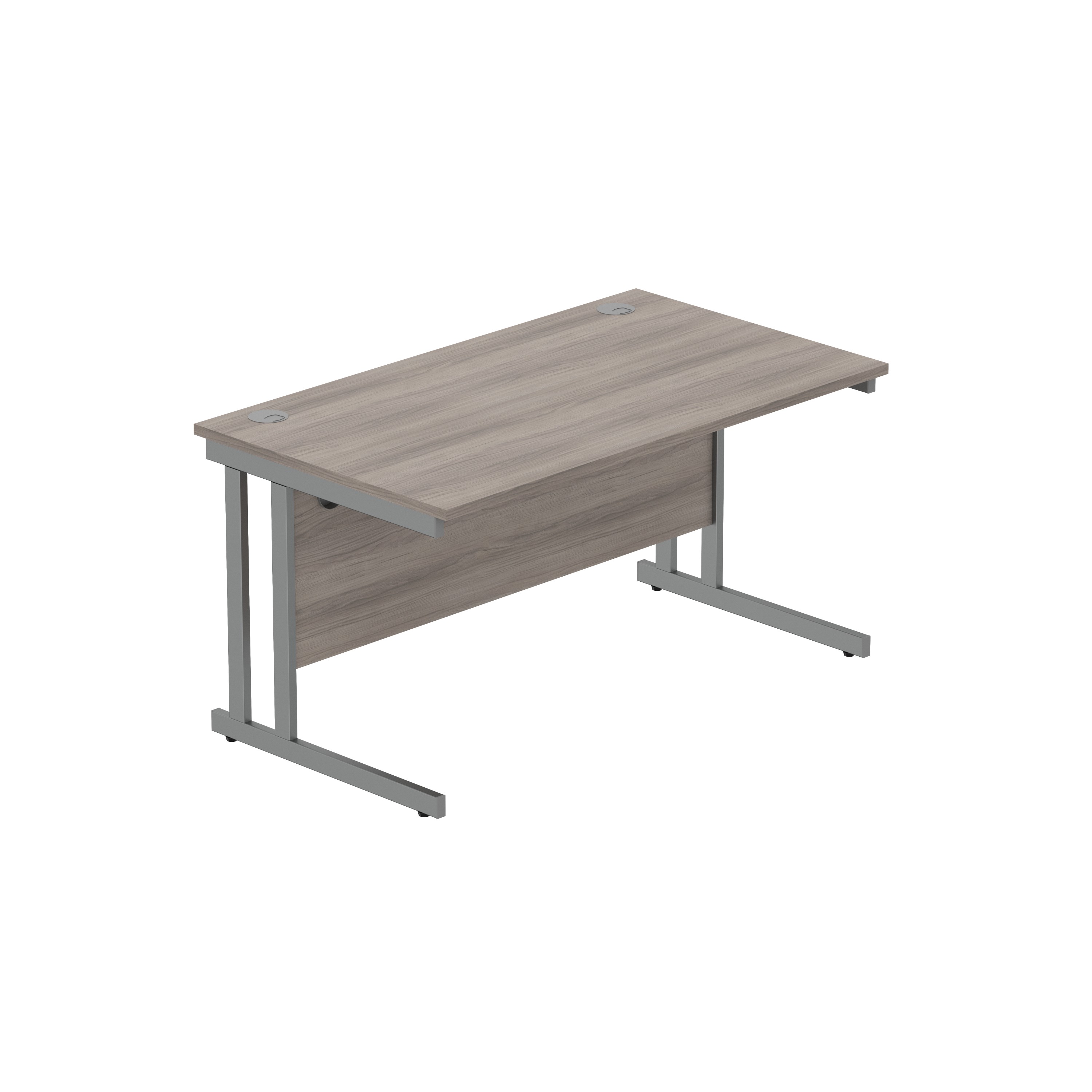 Office Rectangular Desk with Steel Double Upright Cantilever Frame (FSC) | 1400X800 | Alaskan Grey Oak/Graphite