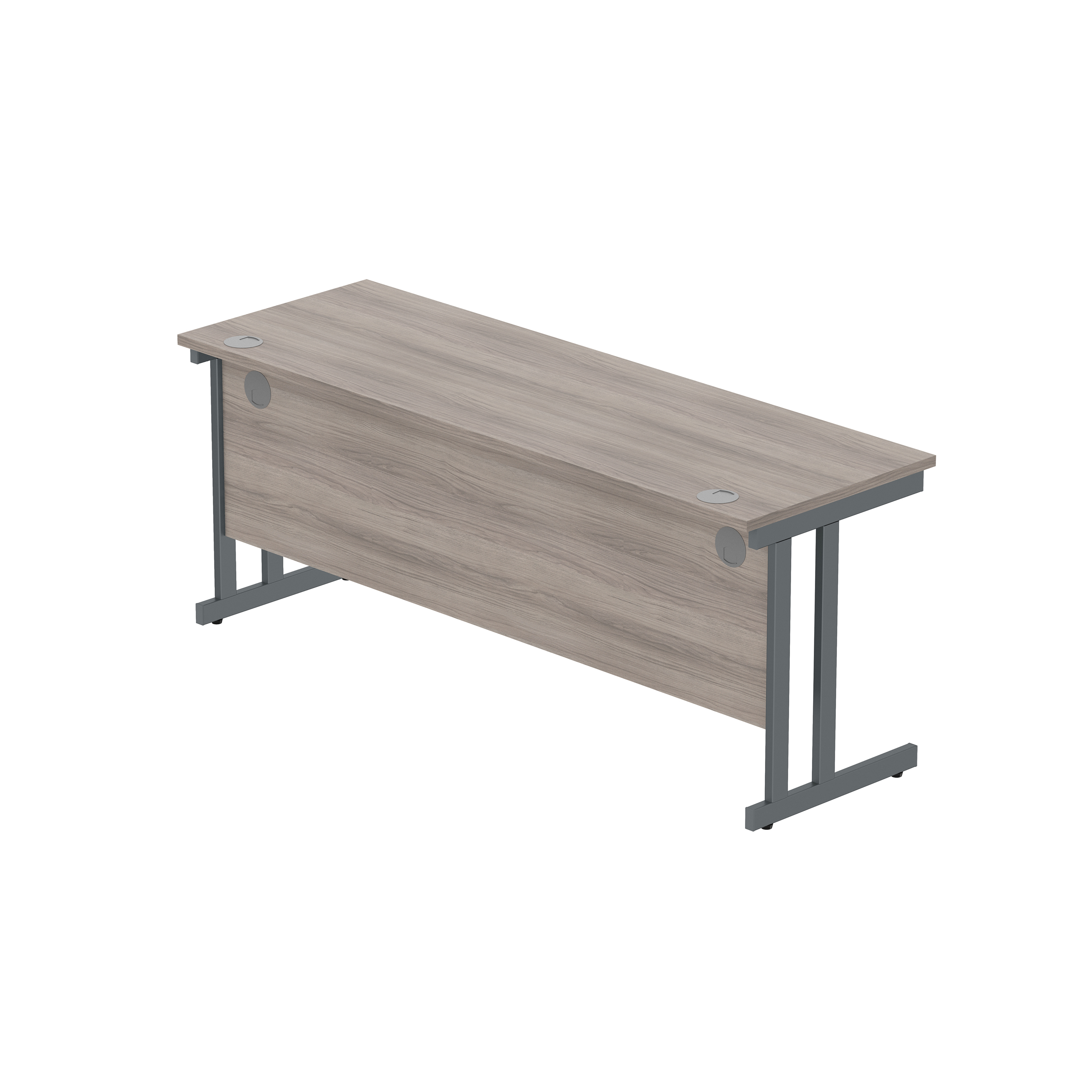 Office Rectangular Desk with Steel Double Upright Cantilever Frame (FSC) | 1800X600 | Alaskan Grey Oak/Graphite thumbnail 6