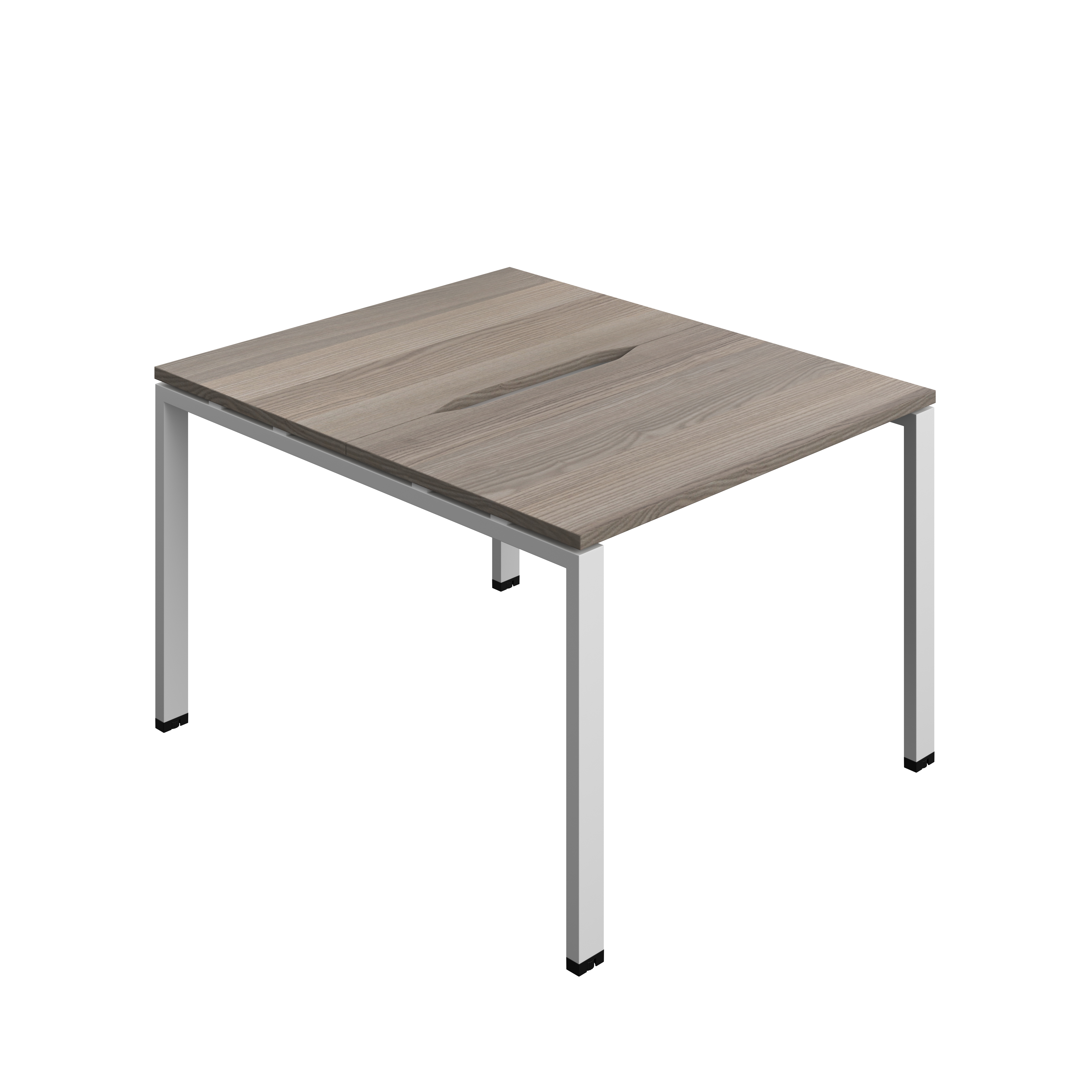 Synergy Bench with Cut Out: 2 Person (FSC) : Goal Post Leg : 1000 | 700 | Grey Oak/Silver