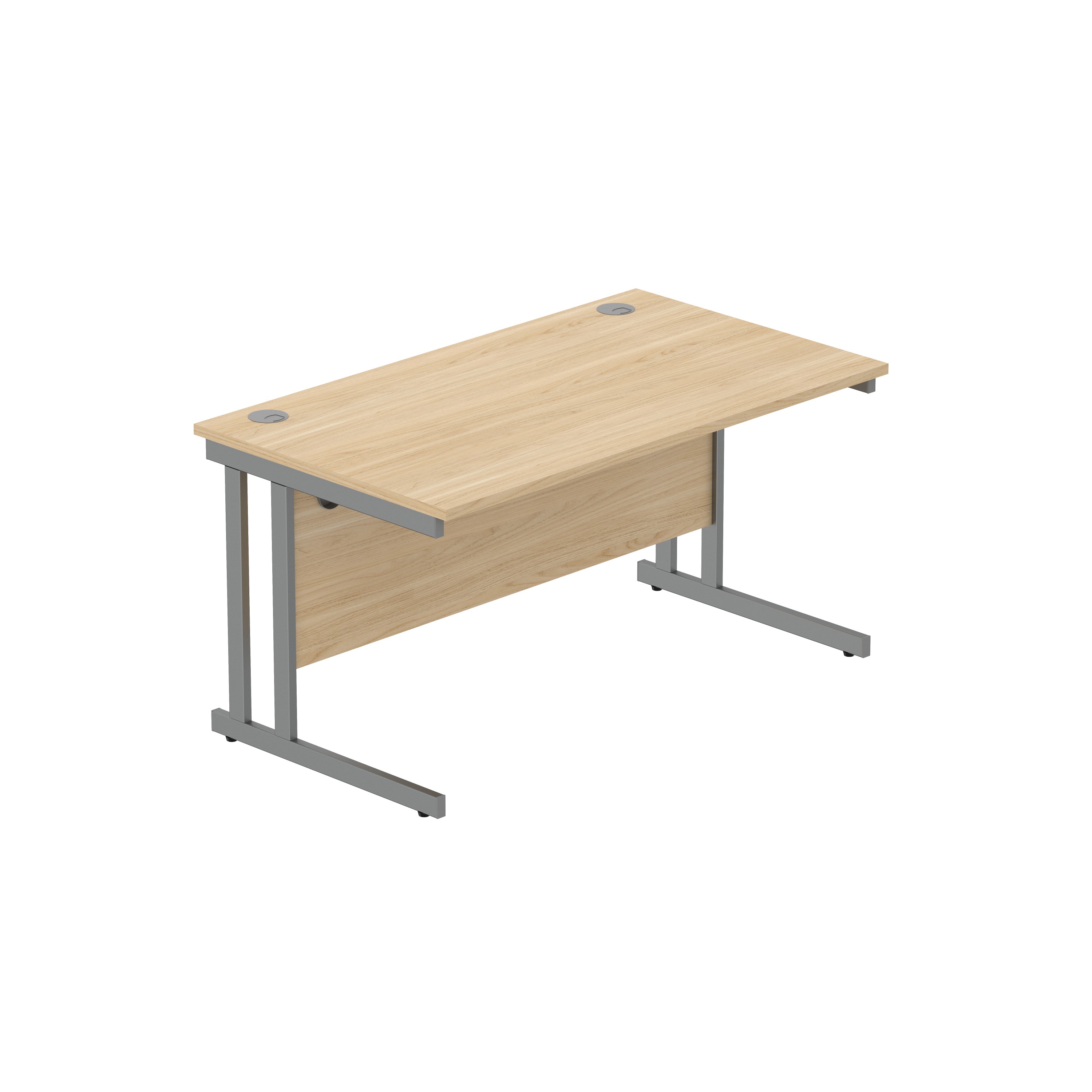 Office Rectangular Desk with Steel Double Upright Cantilever Frame (FSC) | 1400X800 | Canadian Oak/Graphite