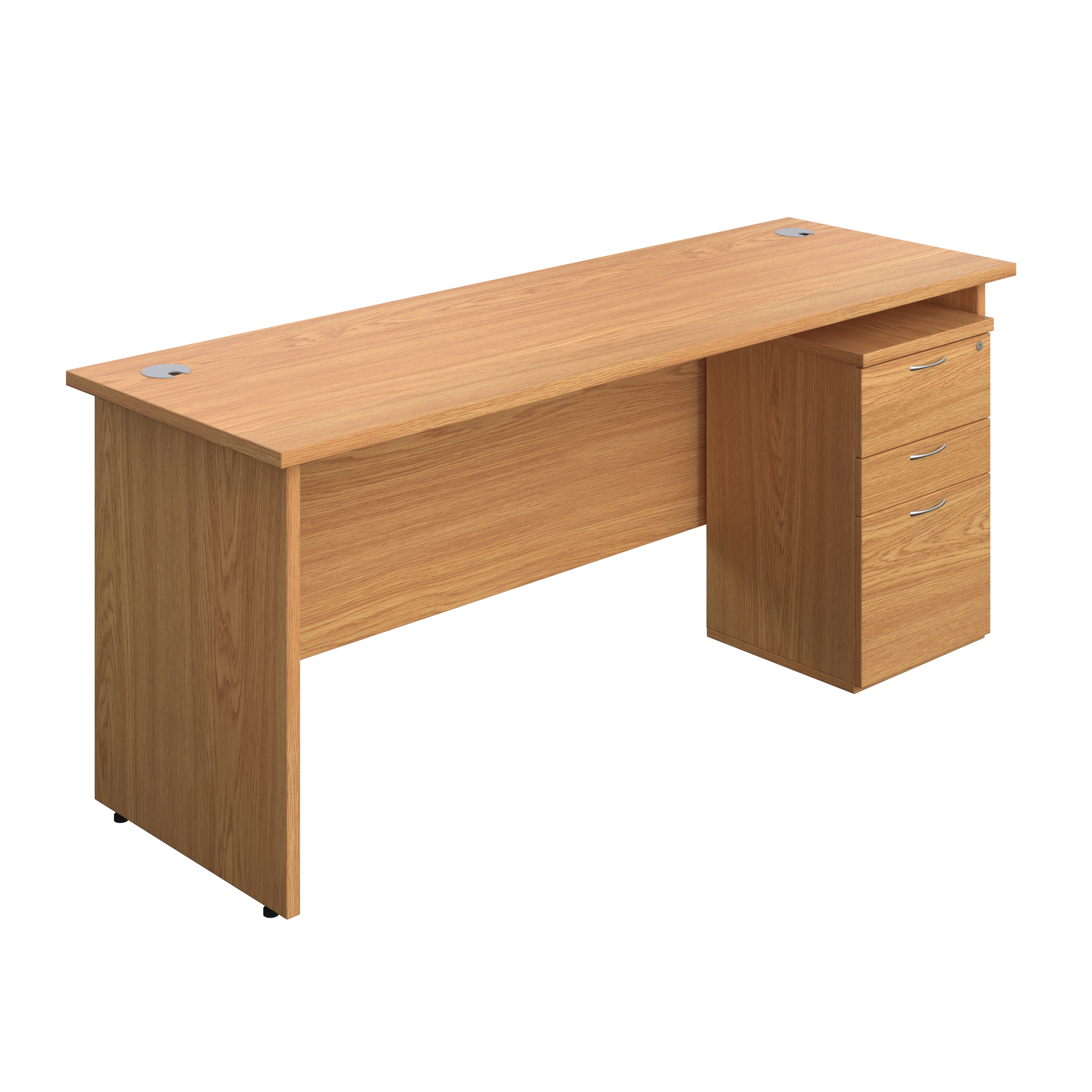 Panel Rectangular Desk + 3 Drawer Under Desk Pedestal Bundle (FSC) | 1800X600 | Nova Oak/Nova Oak
