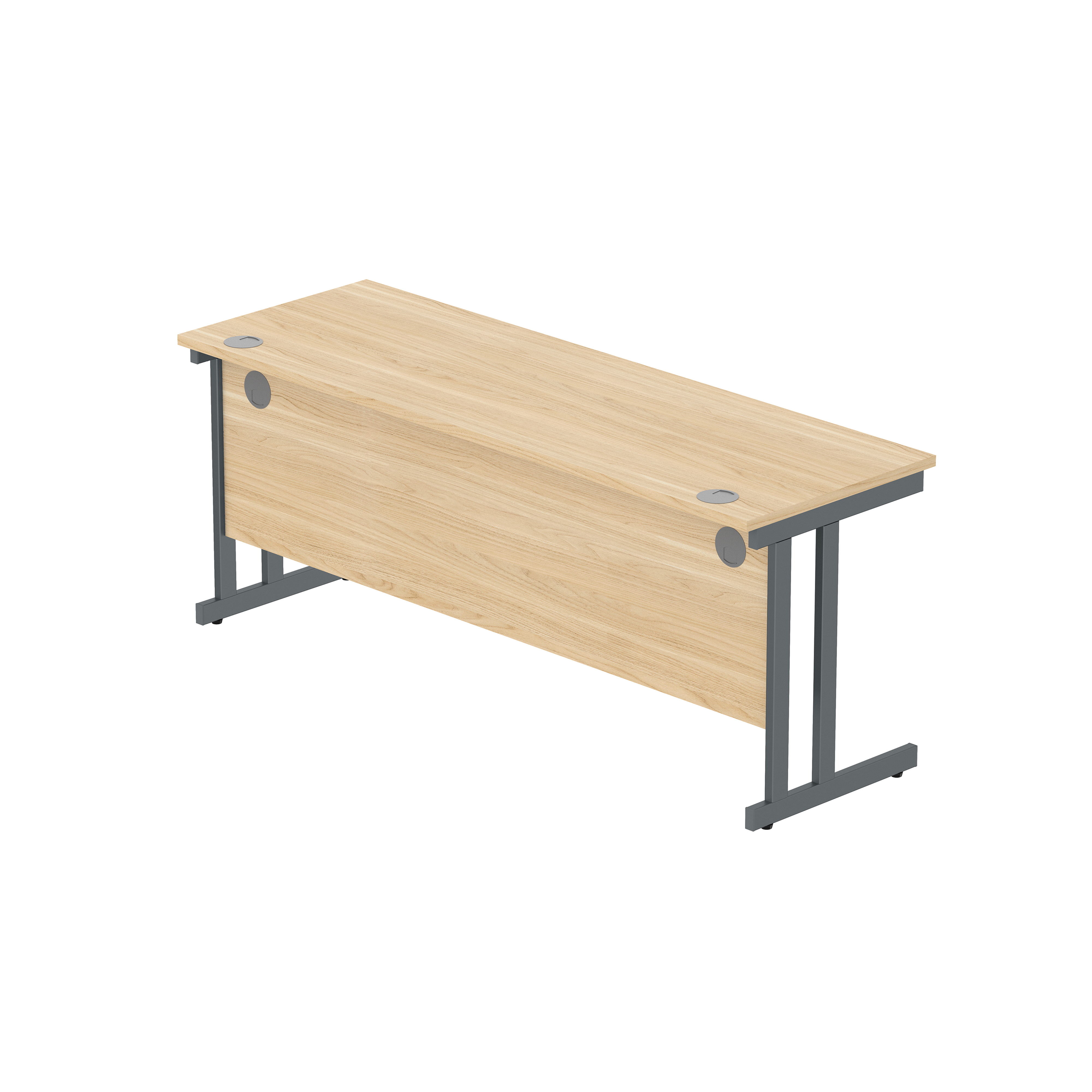 Office Rectangular Desk with Steel Double Upright Cantilever Frame (FSC) | 1800X600 | Canadian Oak/Graphite thumbnail 6