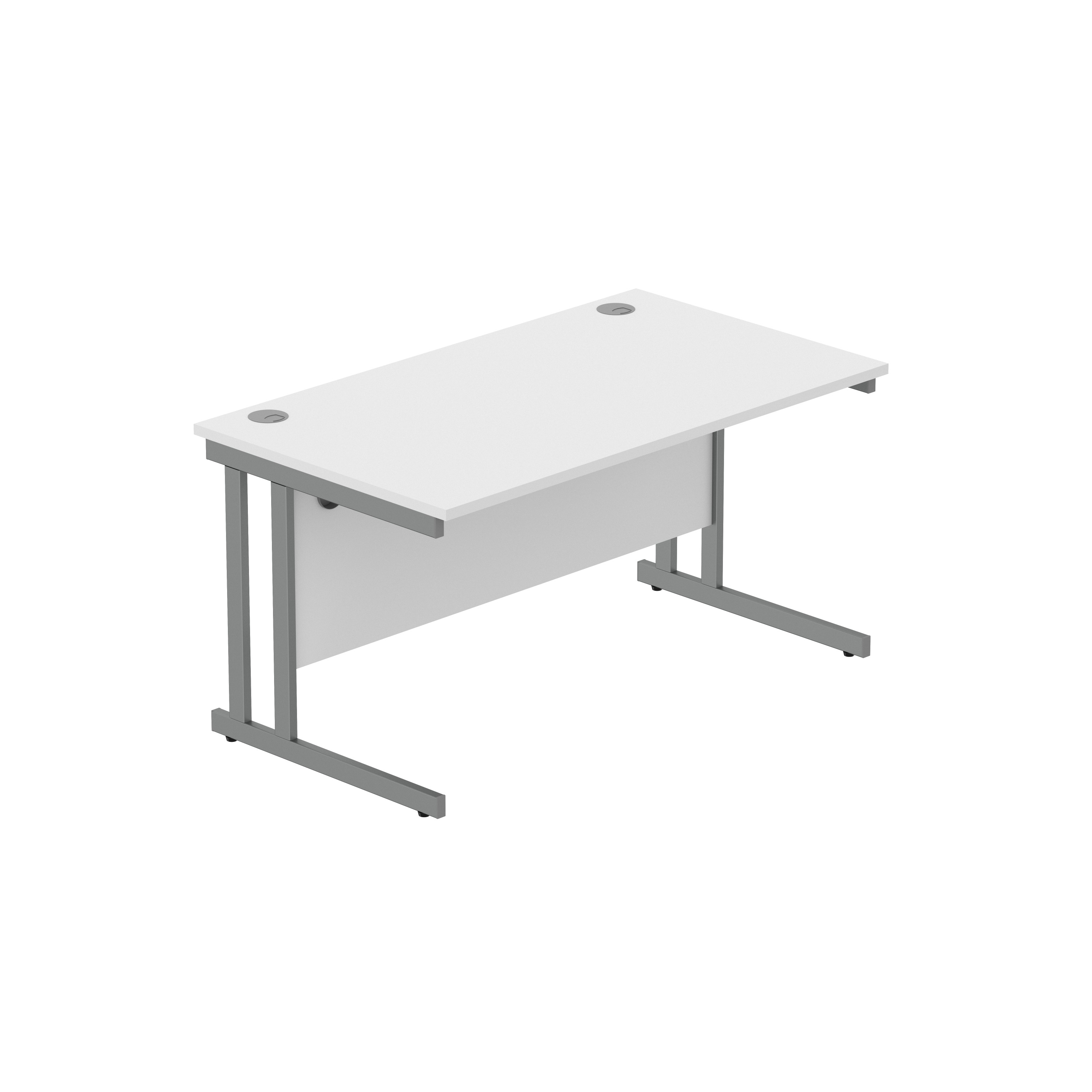 Office Rectangular Desk with Steel Double Upright Cantilever Frame (FSC) | 1400X800 | Arctic White/Graphite
