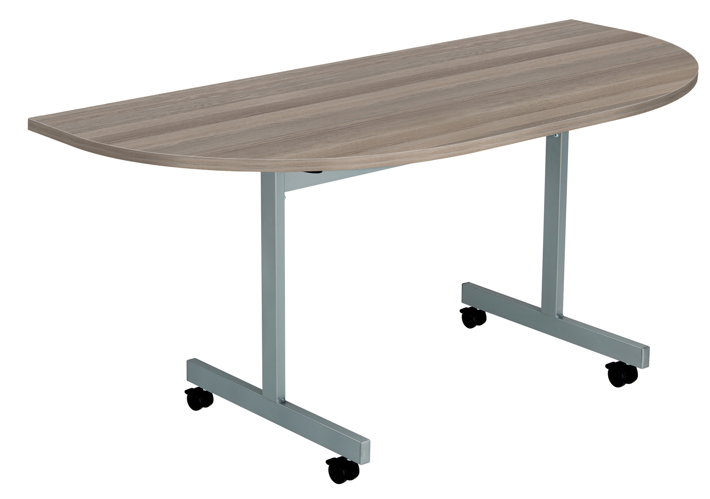 One Eighty D-End Tilting Table (FSC) | 1600 X 800 | Grey Oak/Silver