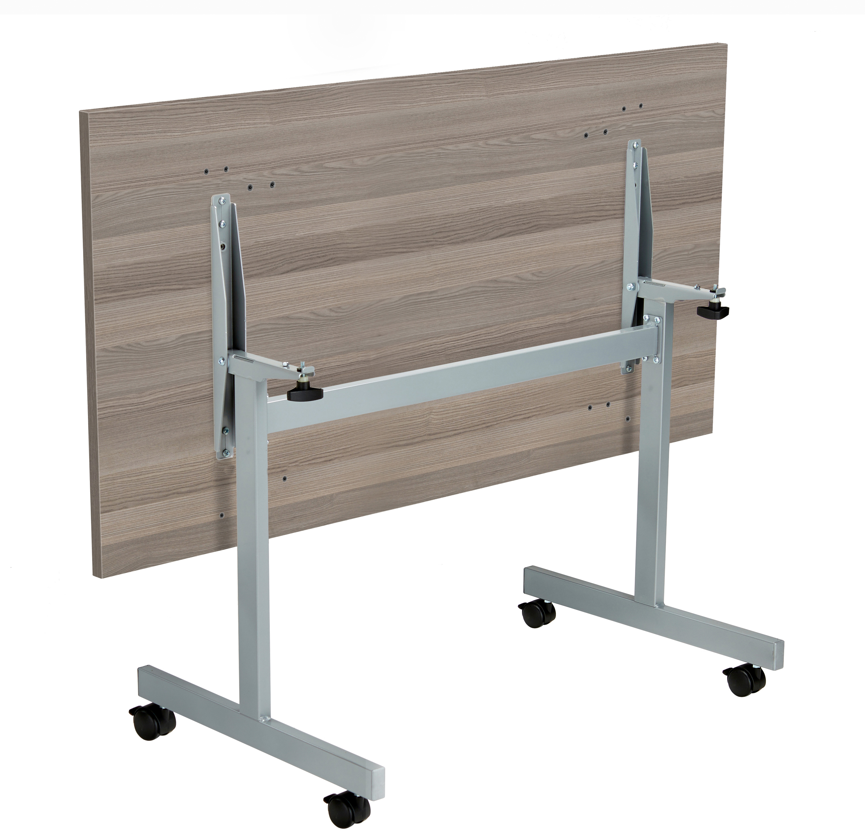 One Eighty Rectangular Tilting Table (FSC) | 1400 X 800 | Grey Oak/Silver thumbnail 4