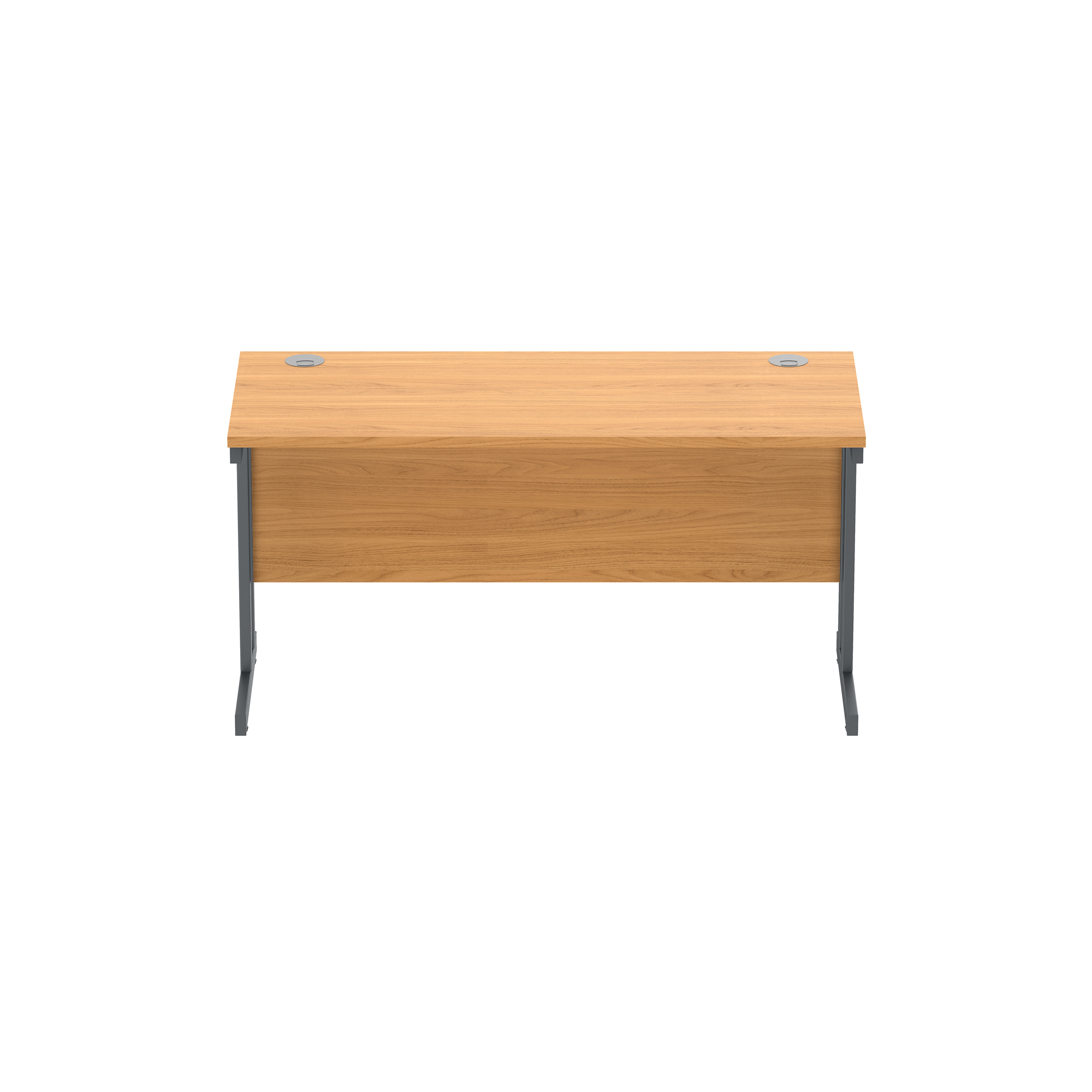 Office Rectangular Desk with Steel Double Upright Cantilever Frame (FSC) | 1400X600 | Norwegian Beech/Graphite thumbnail 3