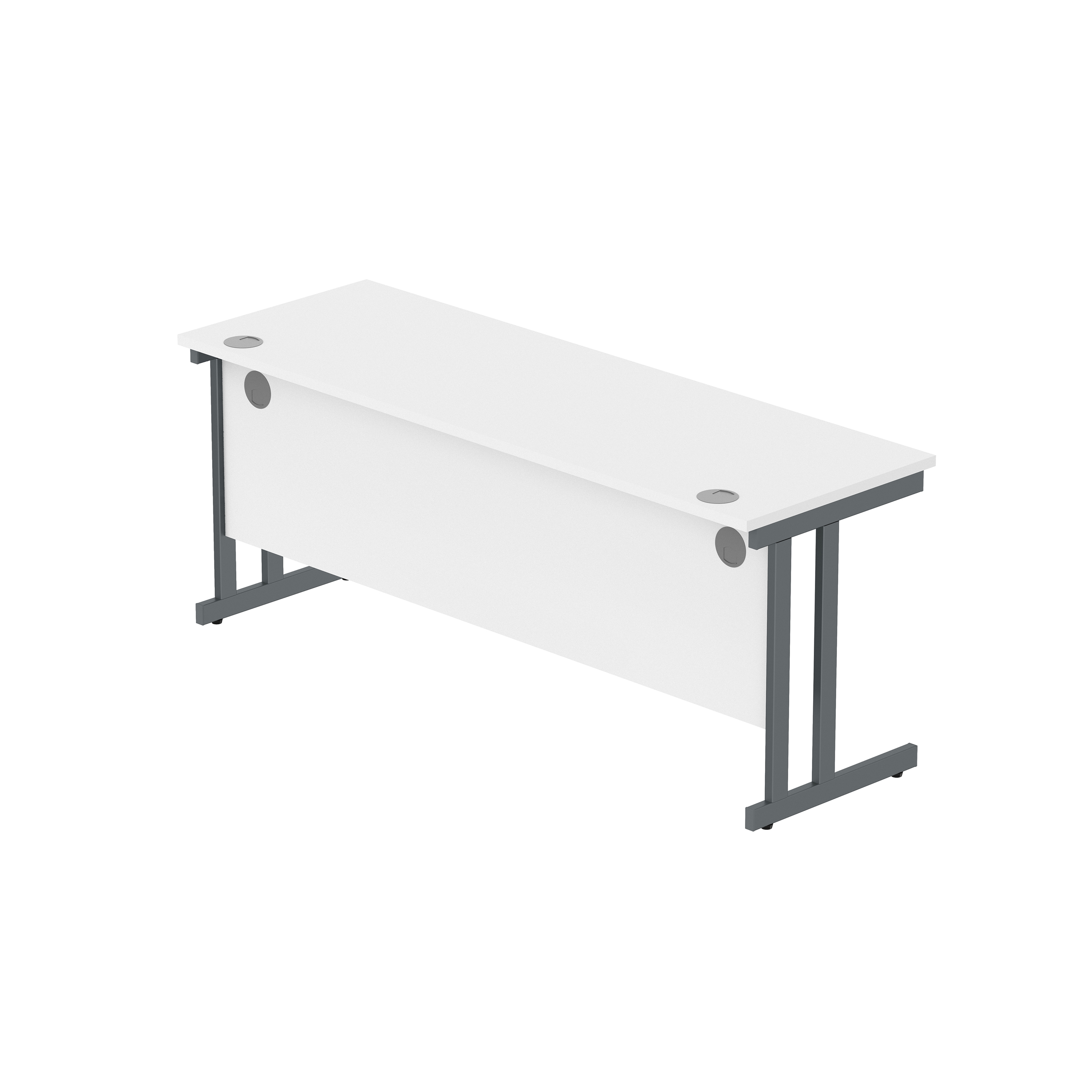Office Rectangular Desk with Steel Double Upright Cantilever Frame (FSC) | 1800X600 | Arctic White/Graphite thumbnail 6