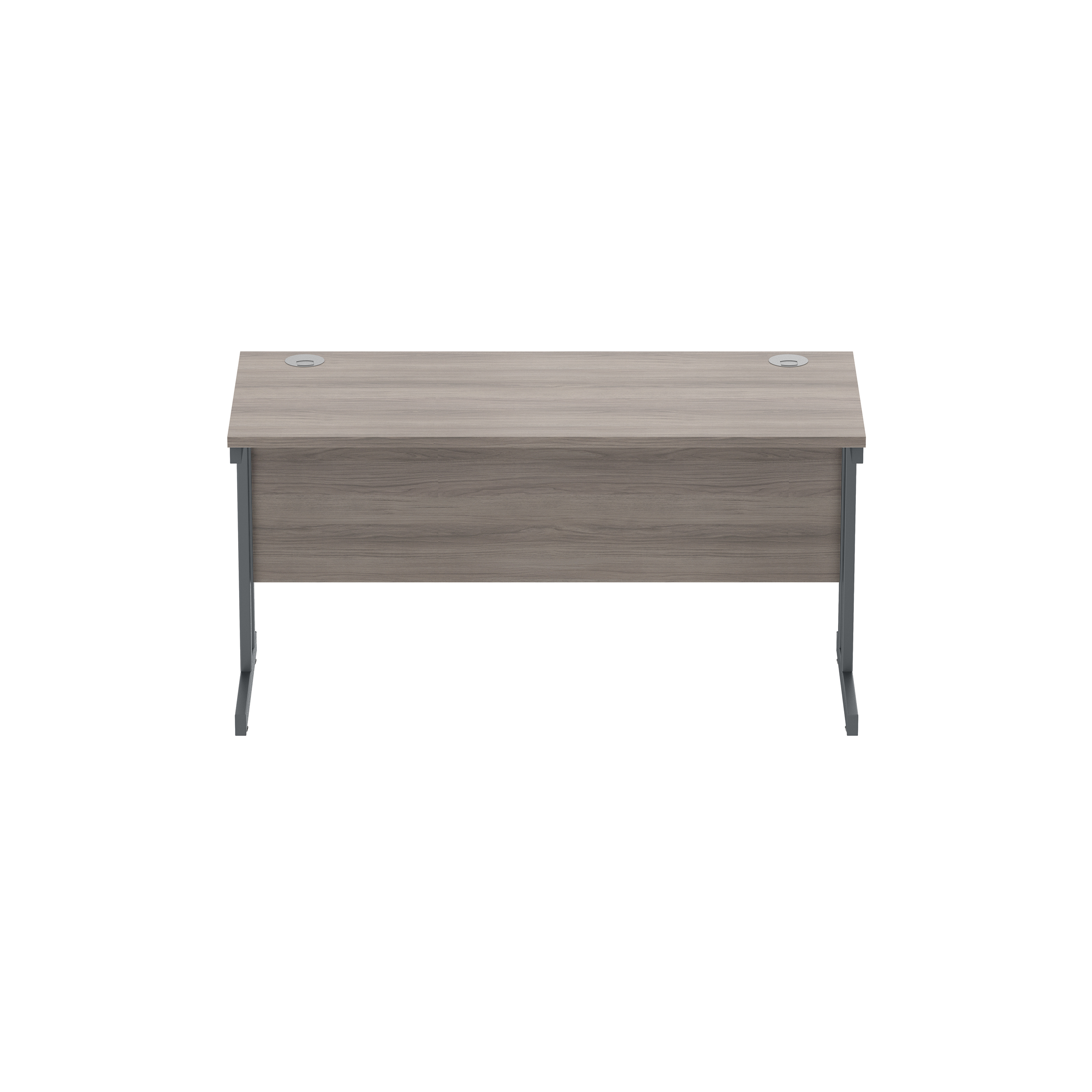 Office Rectangular Desk with Steel Double Upright Cantilever Frame (FSC) | 1400X600 | Alaskan Grey Oak/Graphite thumbnail 3