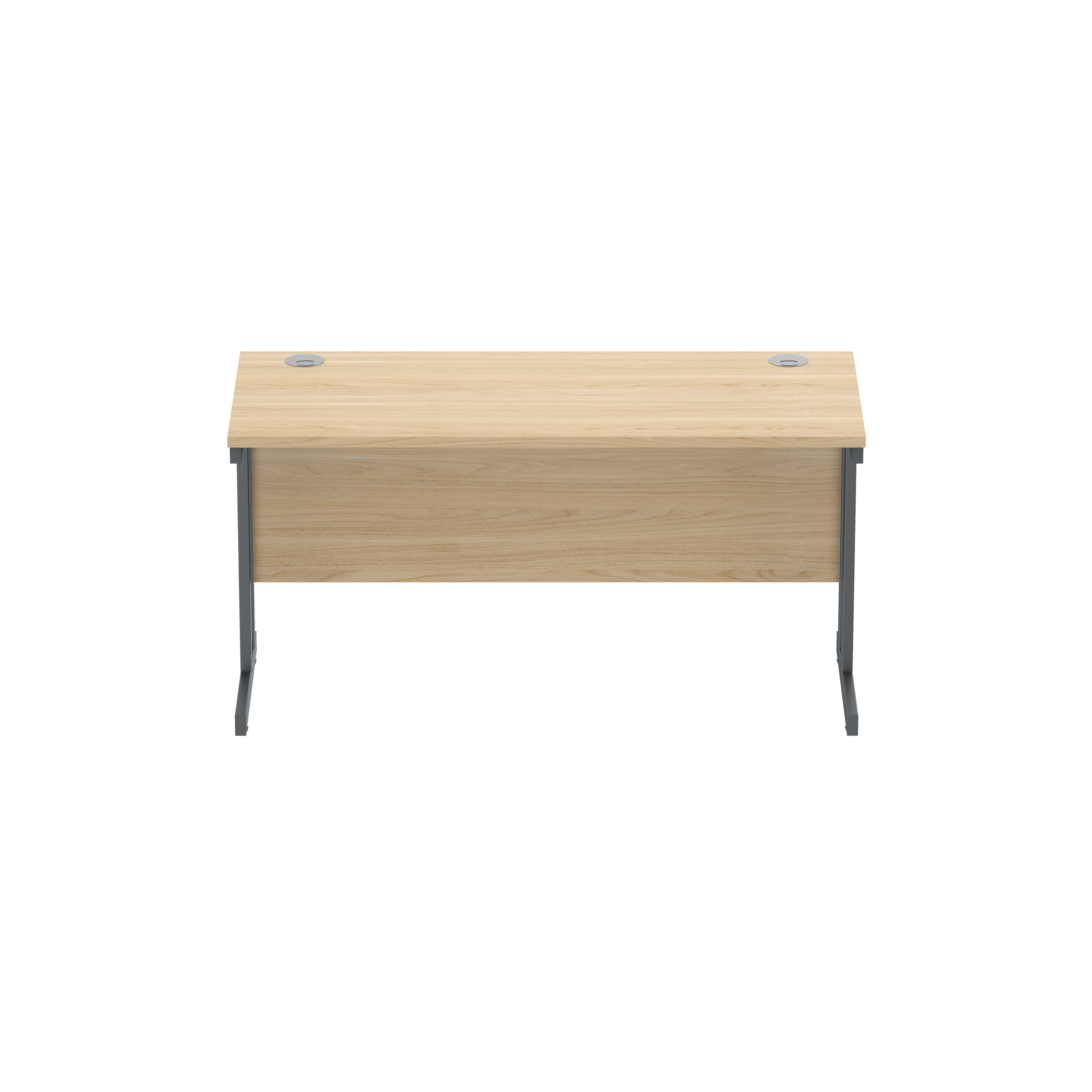 Office Rectangular Desk with Steel Double Upright Cantilever Frame (FSC) | 1400X600 | Canadian Oak/Graphite thumbnail 3