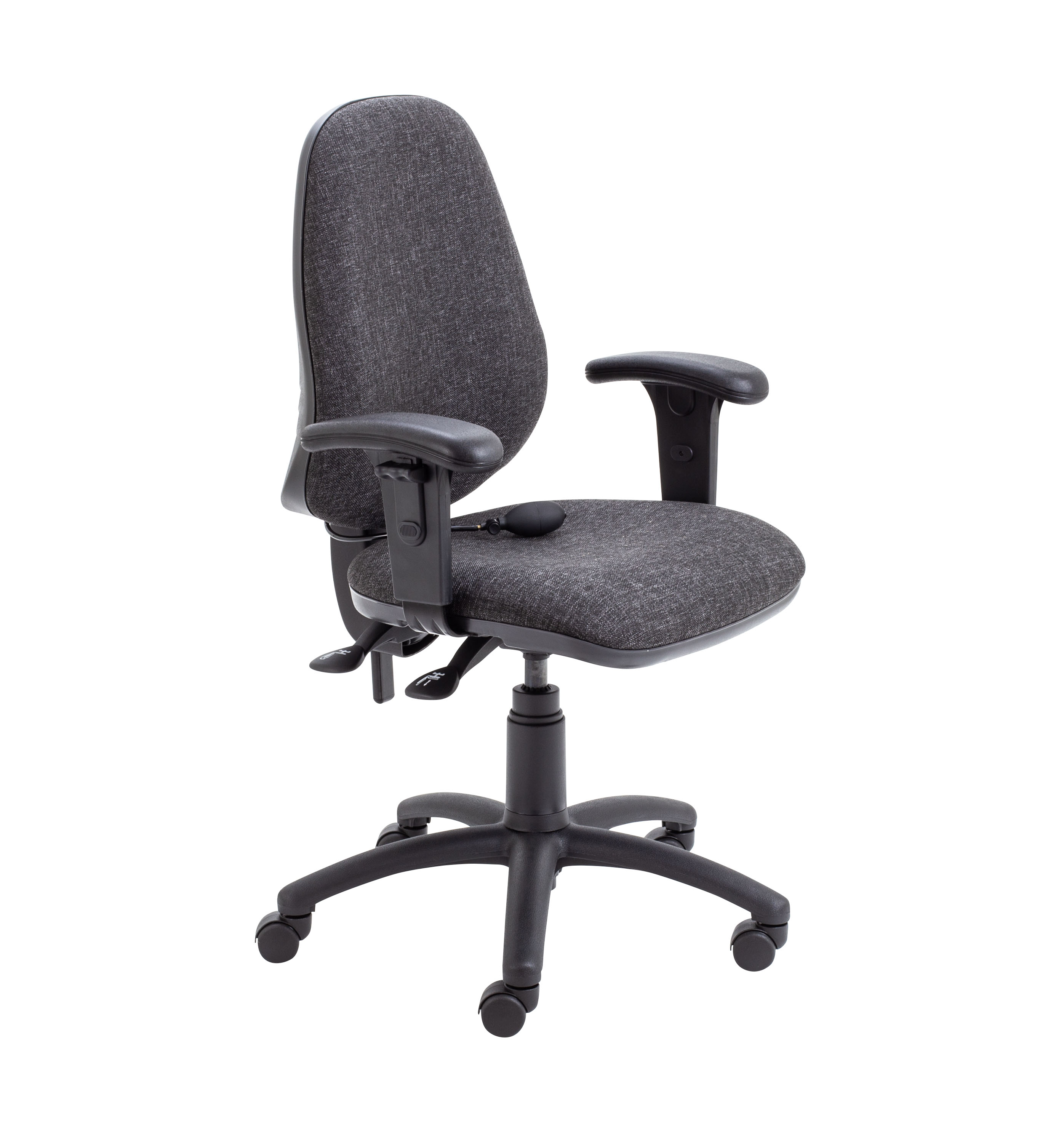 Calypso Ergo 2 Lever Office Chair with Lumbar Pump | Adjustable Arms | Charcoal