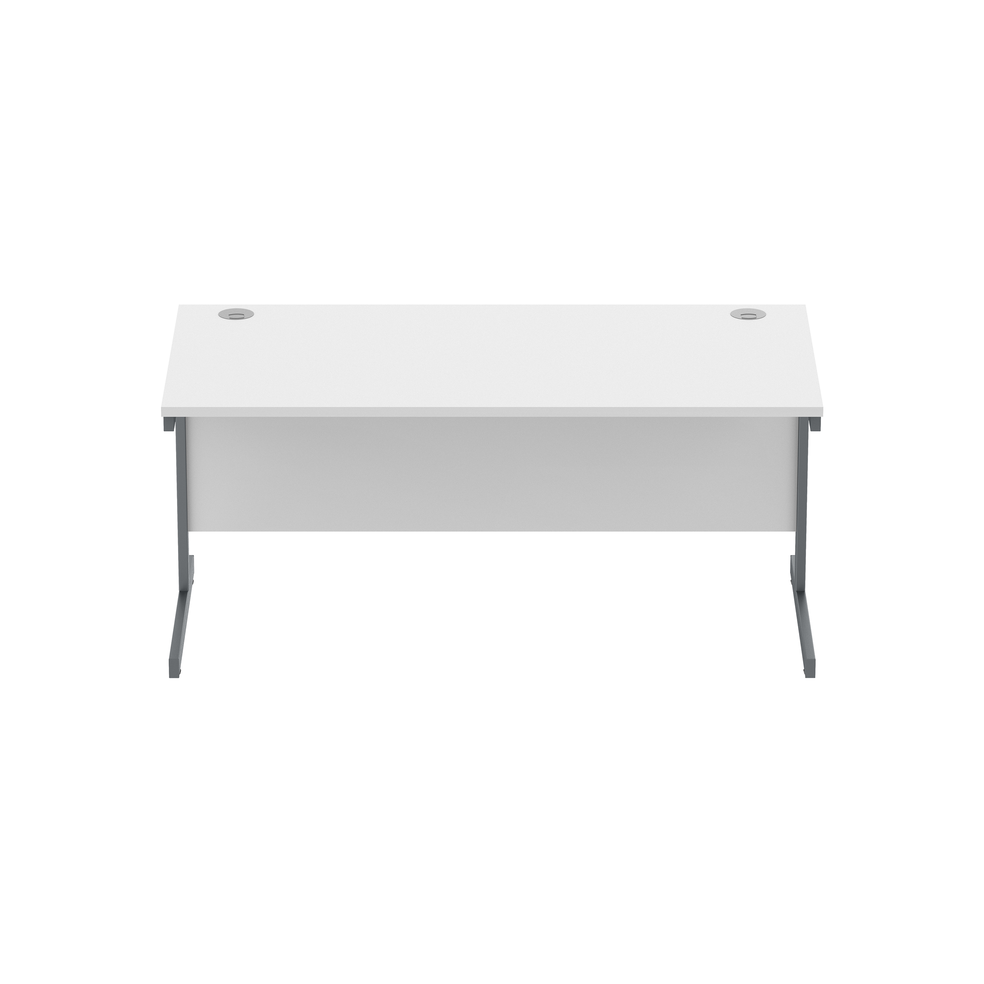Office Rectangular Desk with Steel Single Upright Cantilever Frame (FSC) | 1600X800 | Arctic White/Graphite thumbnail 2