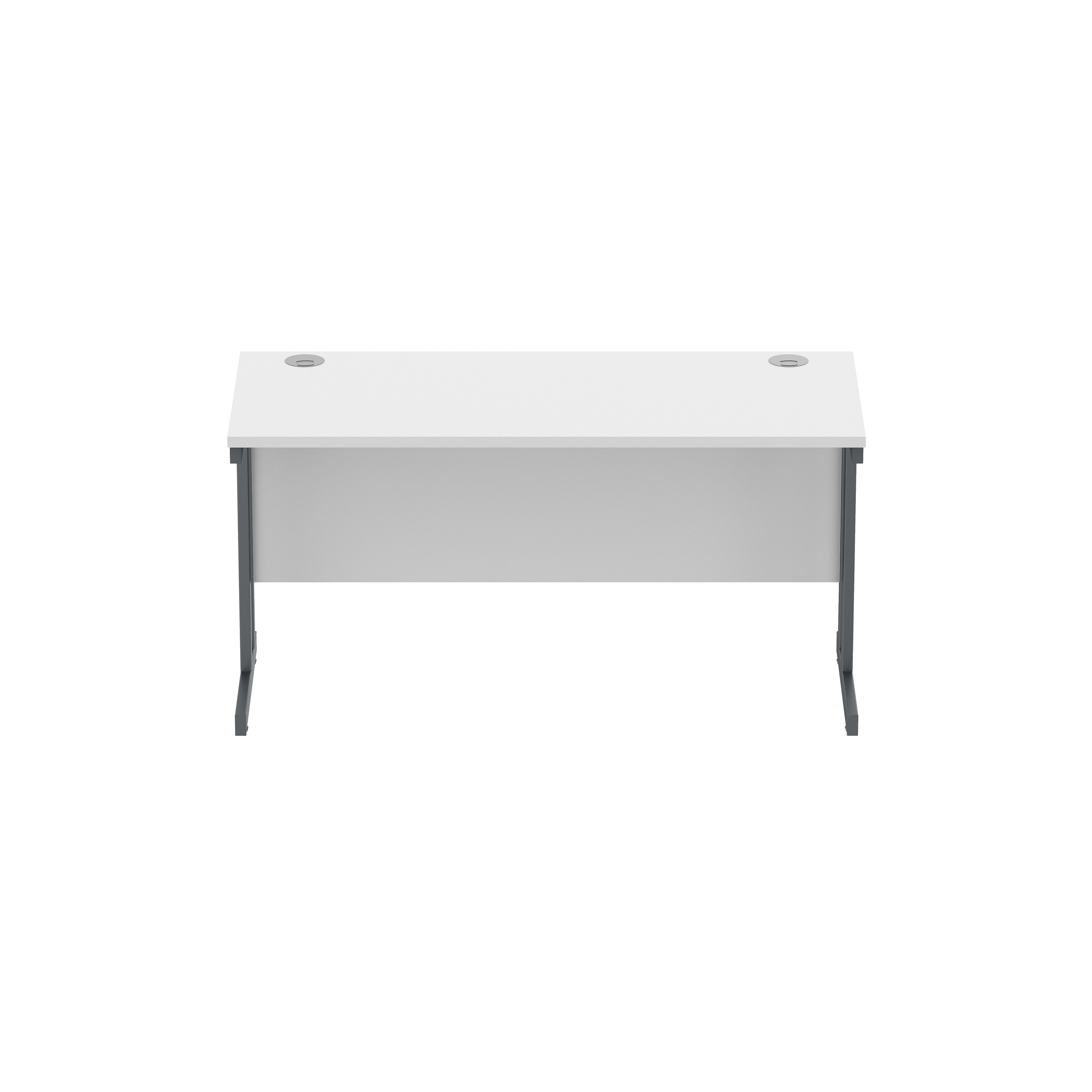 Office Rectangular Desk with Steel Double Upright Cantilever Frame (FSC) | 1400X600 | Arctic White/Graphite thumbnail 3