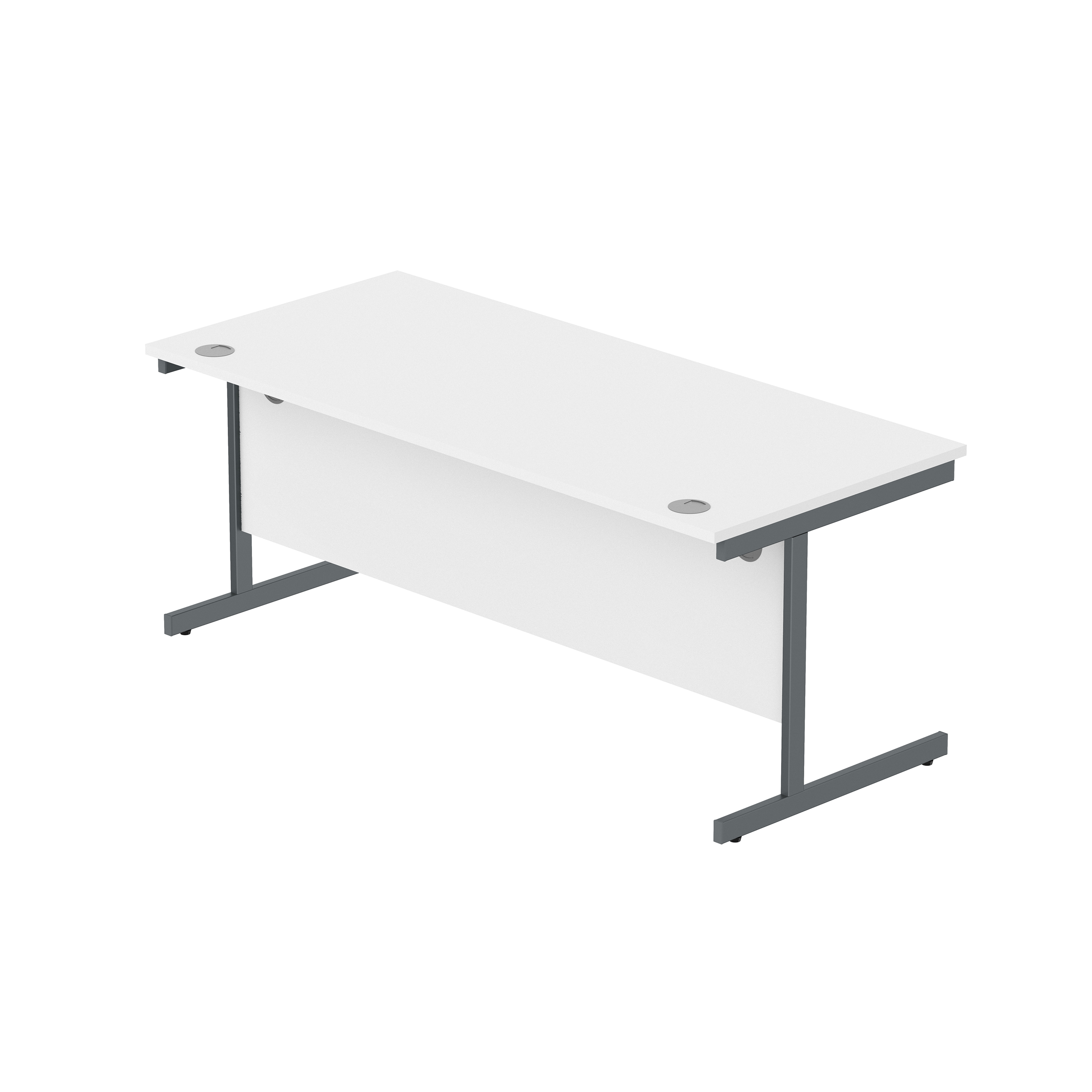 Office Rectangular Desk with Steel Single Upright Cantilever Frame (FSC) | 1800X800 | Arctic White/Graphite thumbnail 5