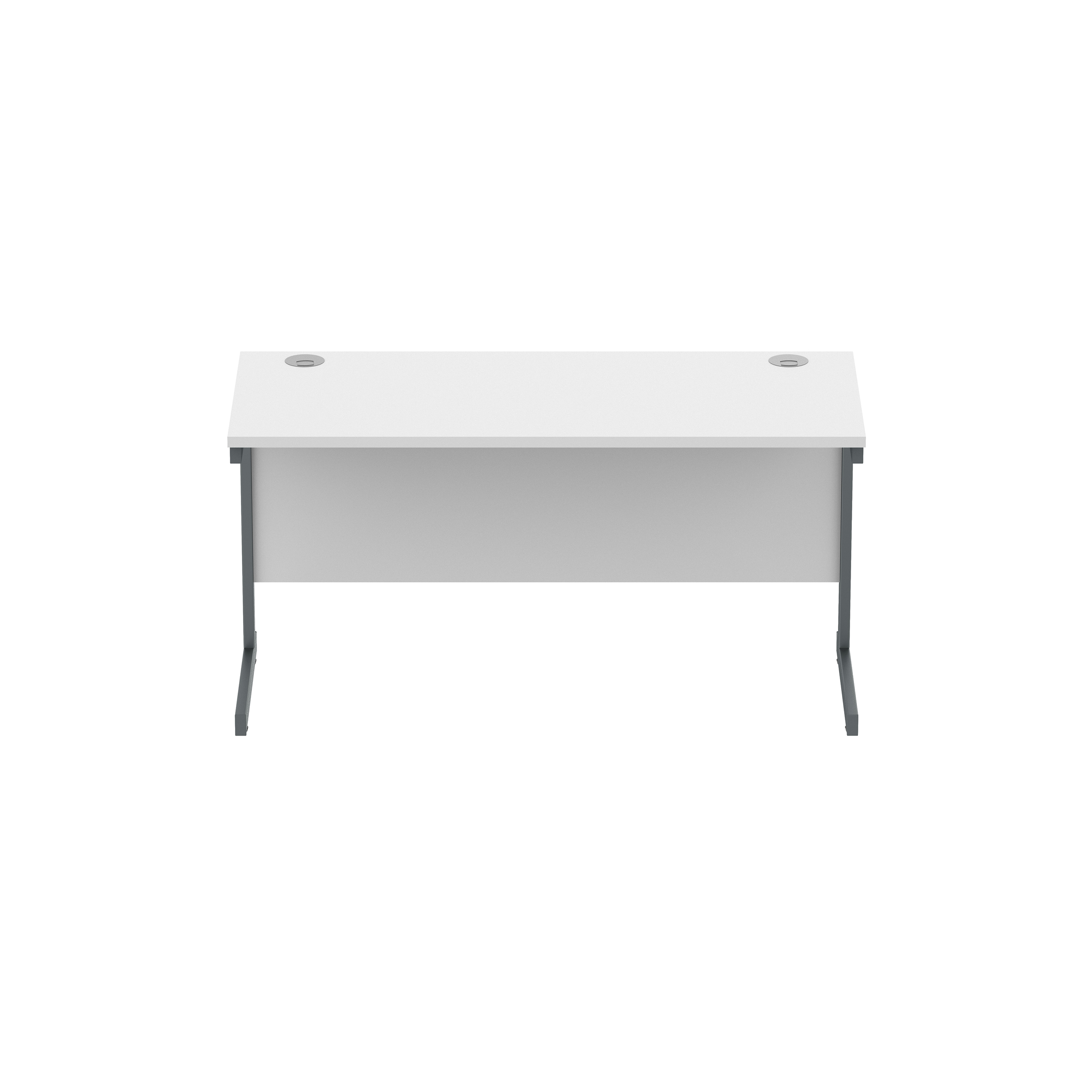 Office Rectangular Desk with Steel Single Upright Cantilever Frame (FSC) | 1400X600 | Arctic White/Graphite thumbnail 3