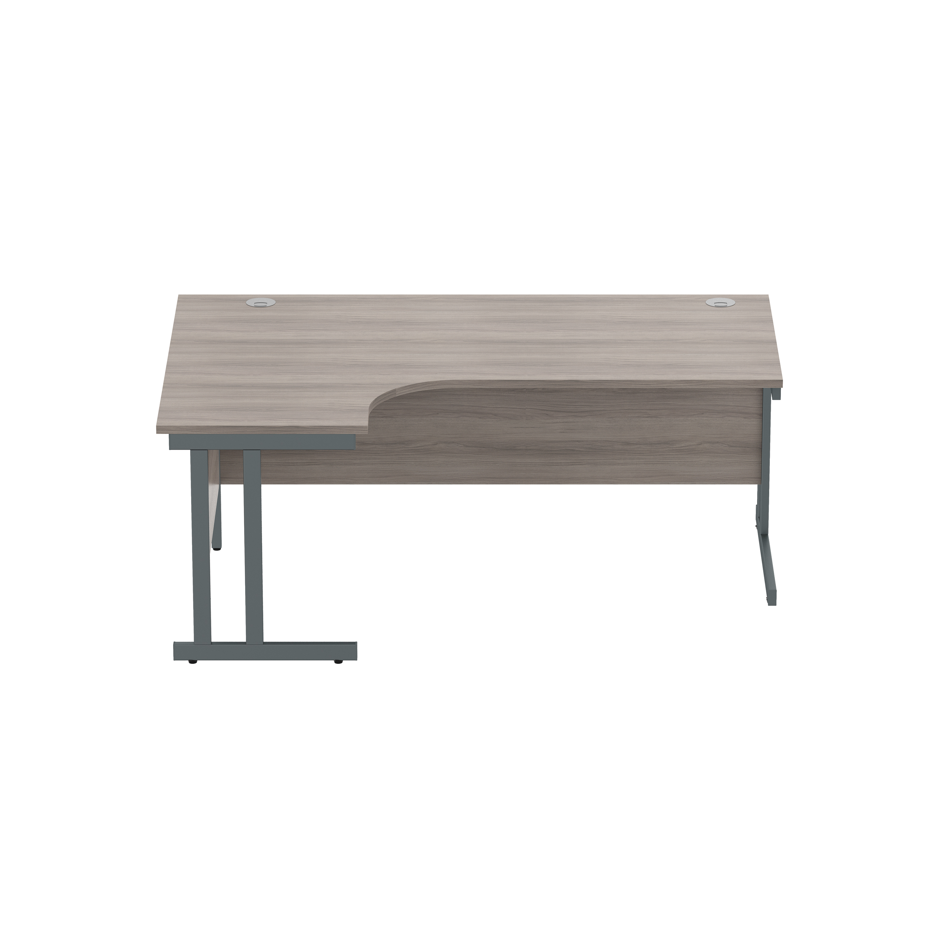 Office Left Hand Corner Desk with Steel Double Upright Cantilever Frame (FSC) | 1800X1200 | Alaskan Grey Oak/Graphite thumbnail 2