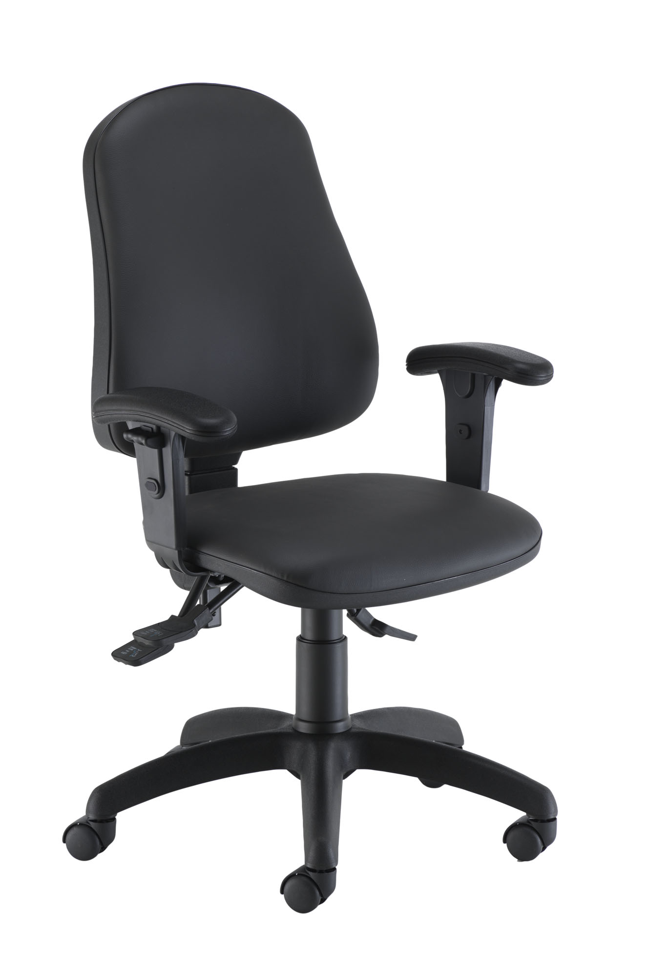 Calypso Ergo 2 Lever Office Chair with Lumbar Pump | Adjustable Arms | Black PU