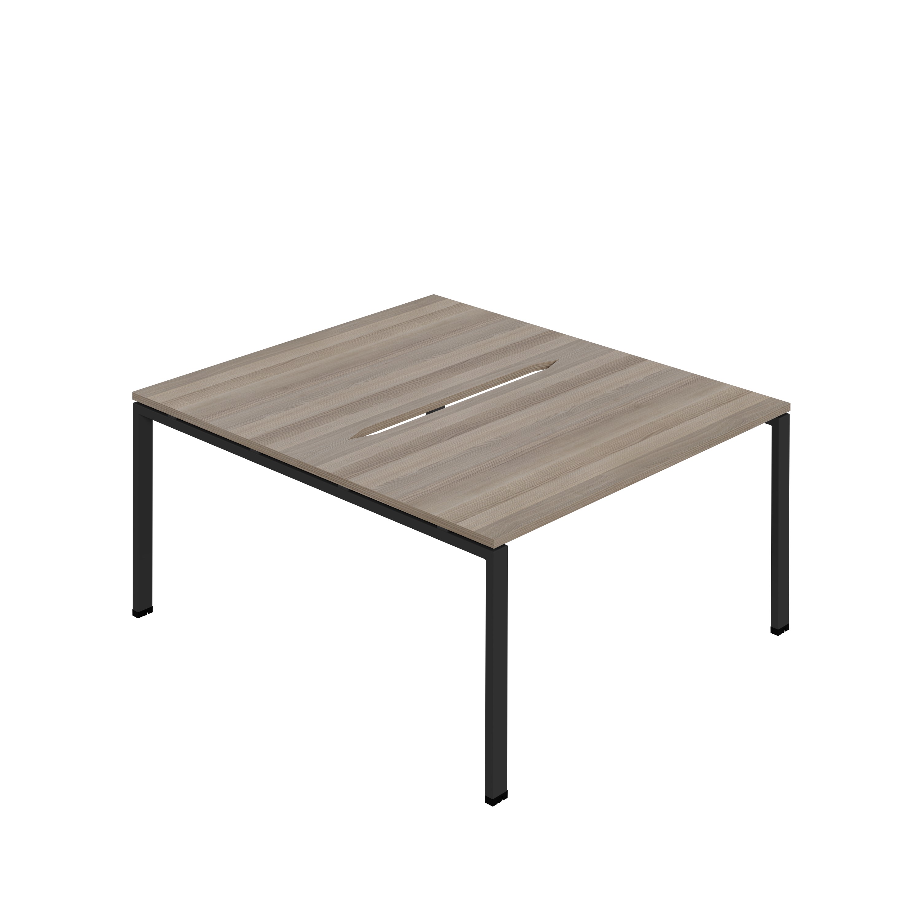 Synergy Bench with Cut Out: 2 Person (FSC) : Goal Post Leg : 1200 | 800 | Grey Oak/Black thumbnail 2