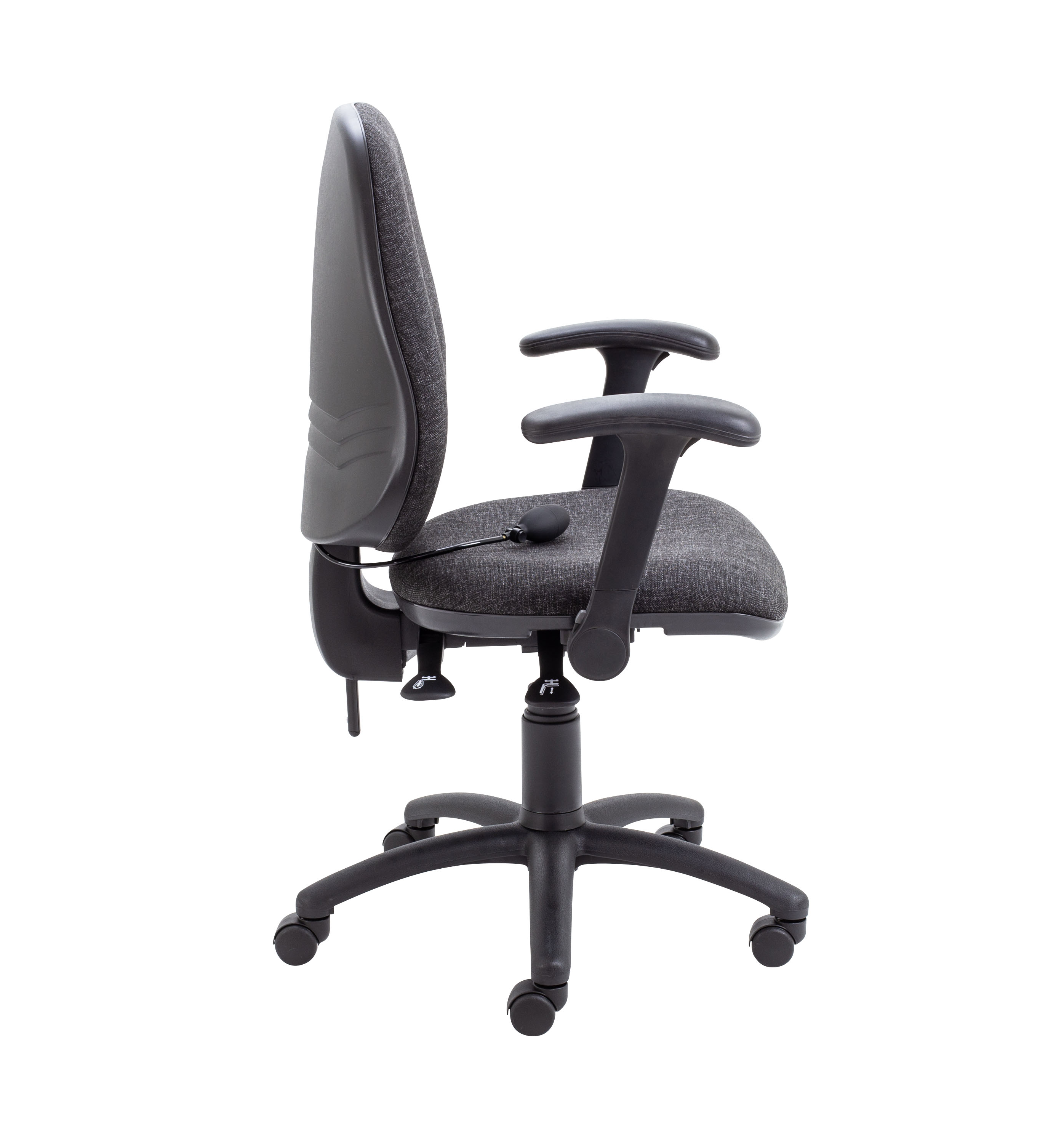 Calypso Ergo 2 Lever Office Chair with Lumbar Pump | Folding Arms | Charcoal thumbnail 3