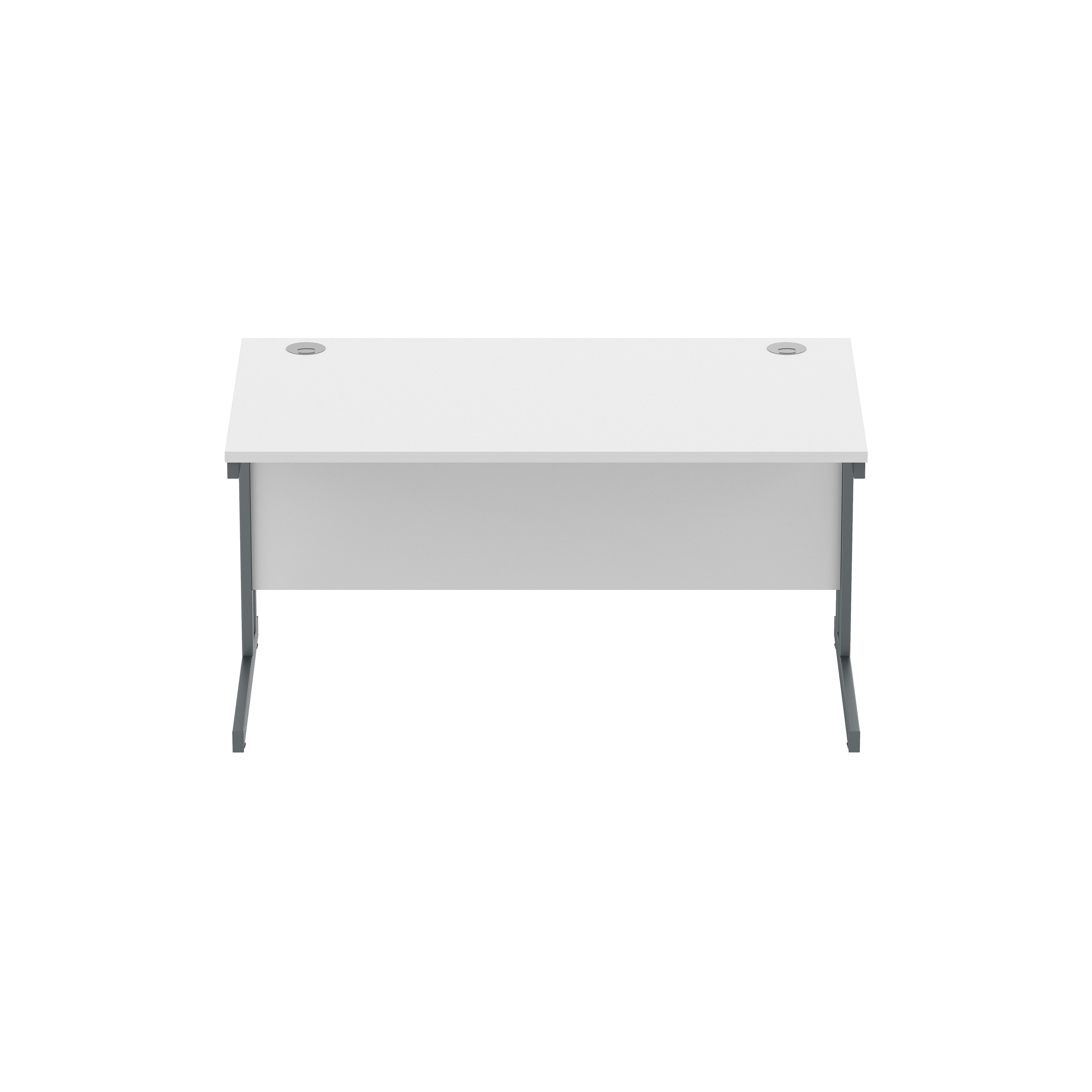 Office Rectangular Desk with Steel Double Upright Cantilever Frame (FSC) | 1400X800 | Arctic White/Graphite thumbnail 3