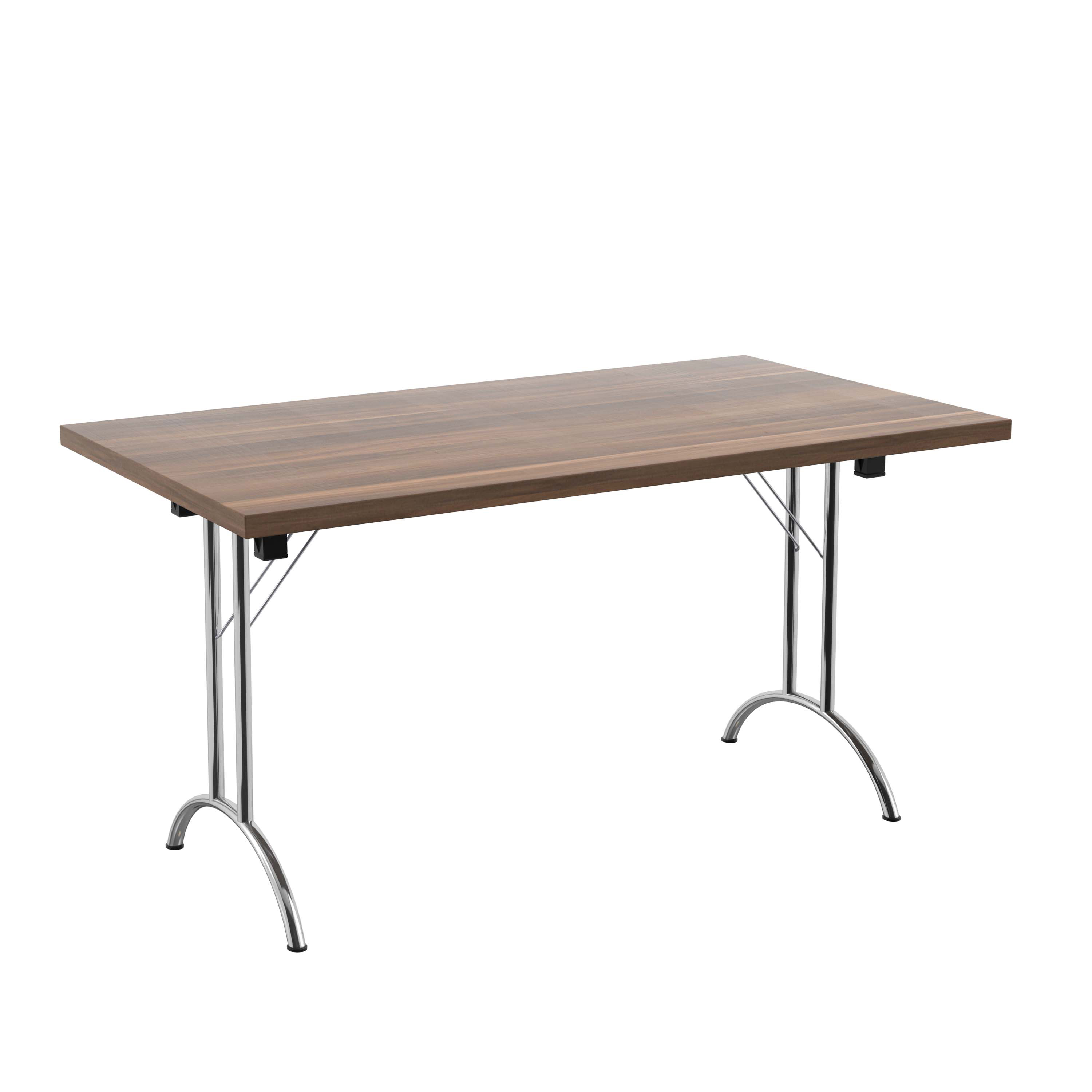 One Union Rectangular Folding Table (FSC) | 1400 X 800 | Dark Walnut/Silver