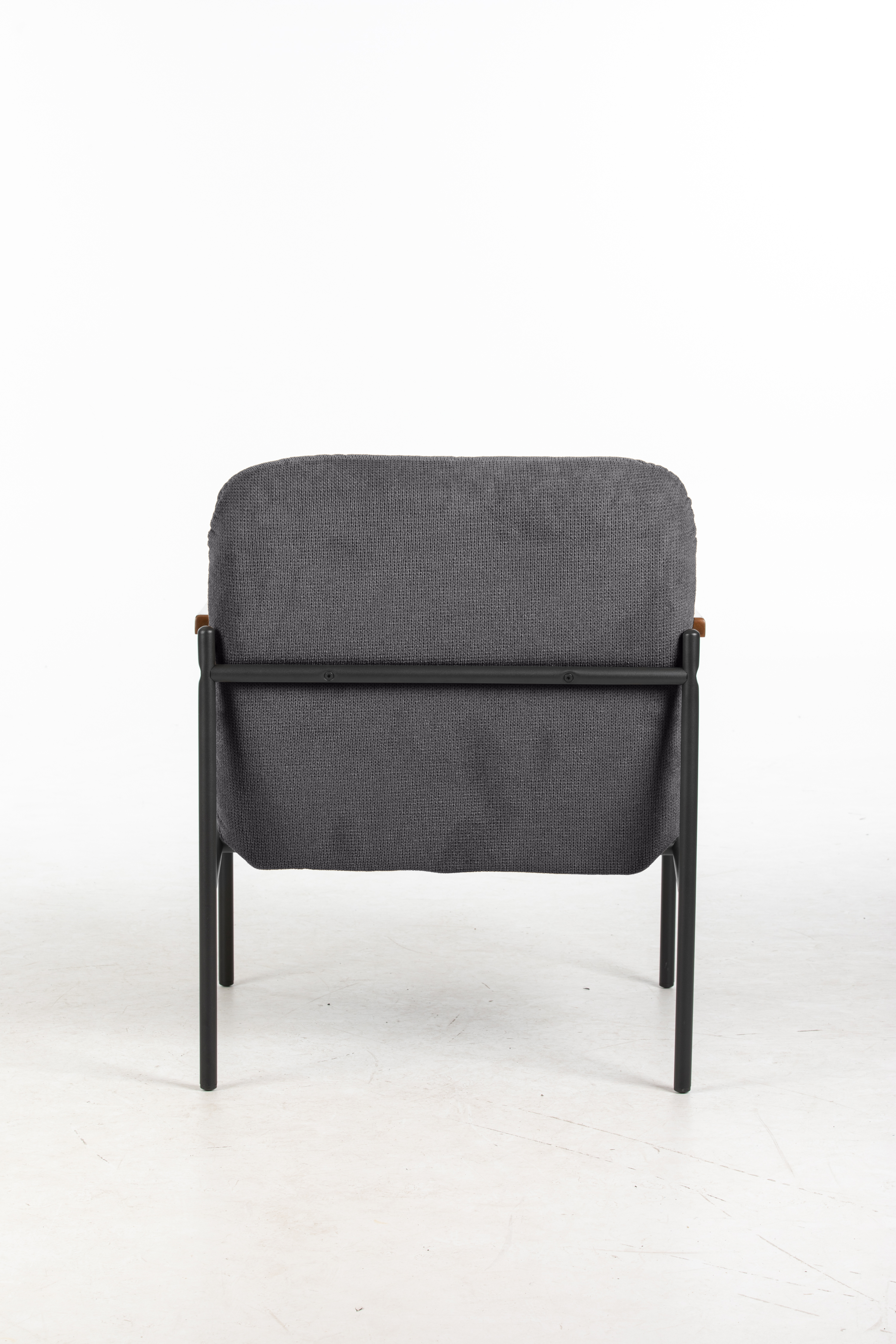 Settle Reception Chair with Wooden Arm Pads | Black Wire Frame | Grey Fabric/Dark Brown thumbnail 5