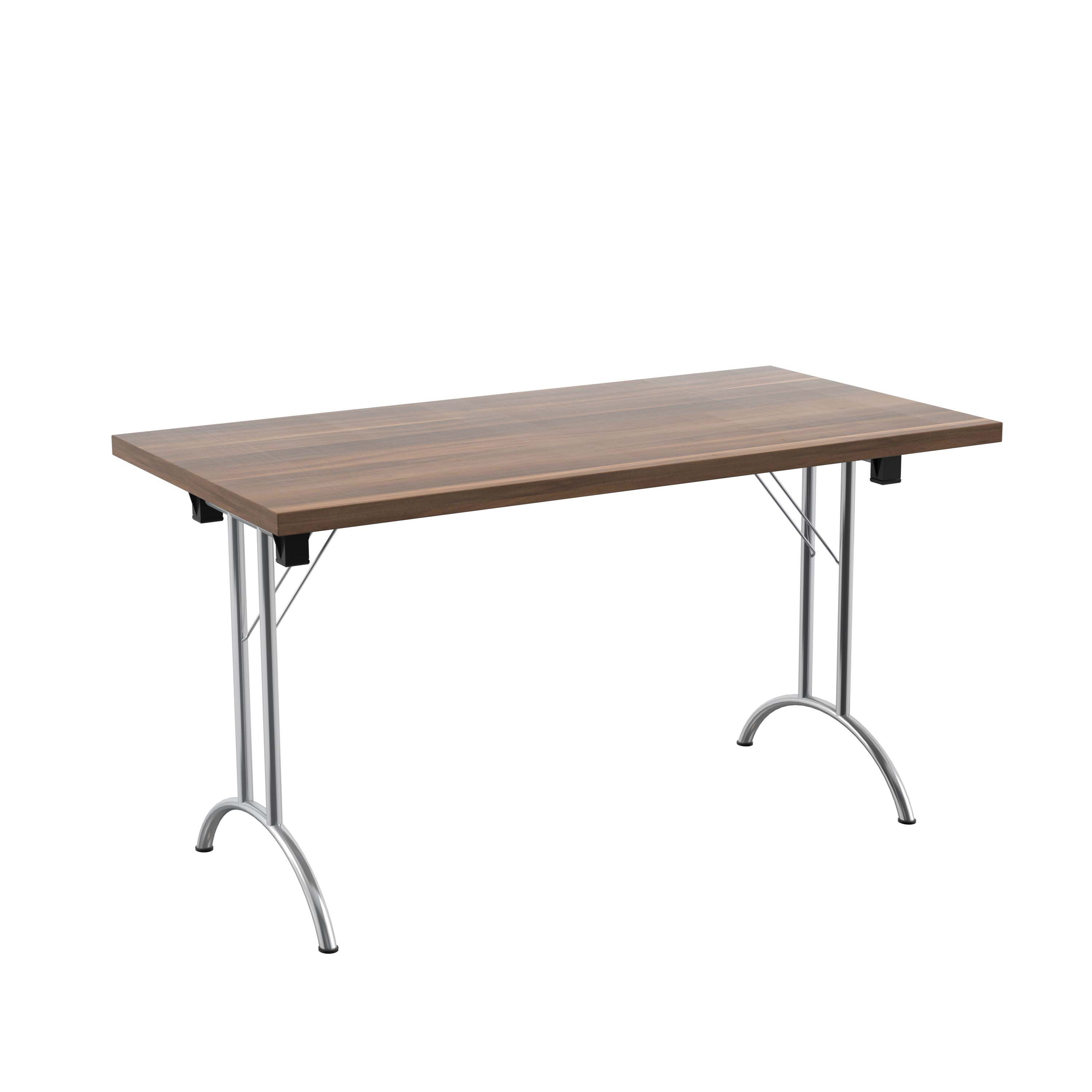 One Union Rectangular Folding Table (FSC) | 1400 X 700 | Dark Walnut/Chrome