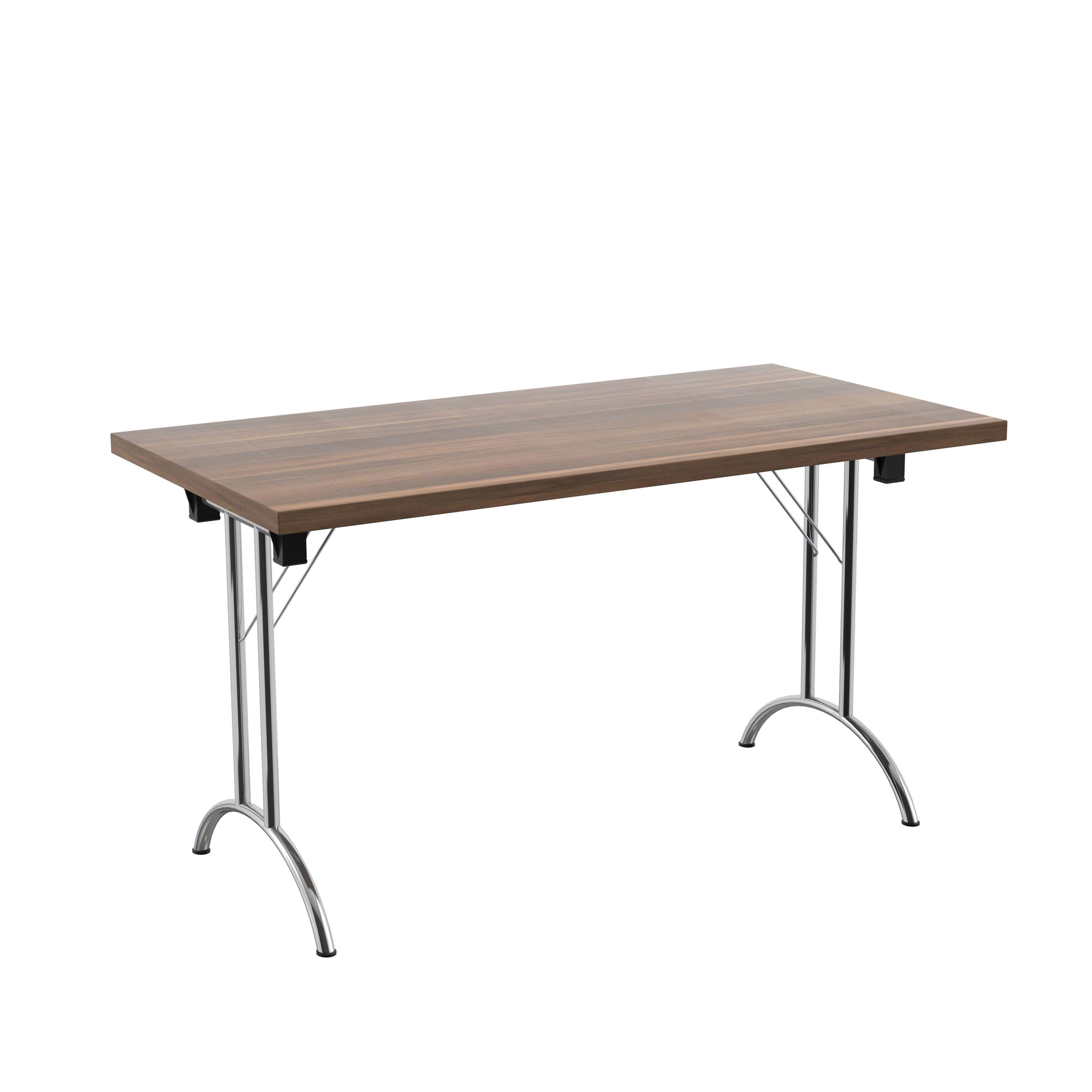 One Union Rectangular Folding Table (FSC) | 1400 X 700 | Dark Walnut/Silver