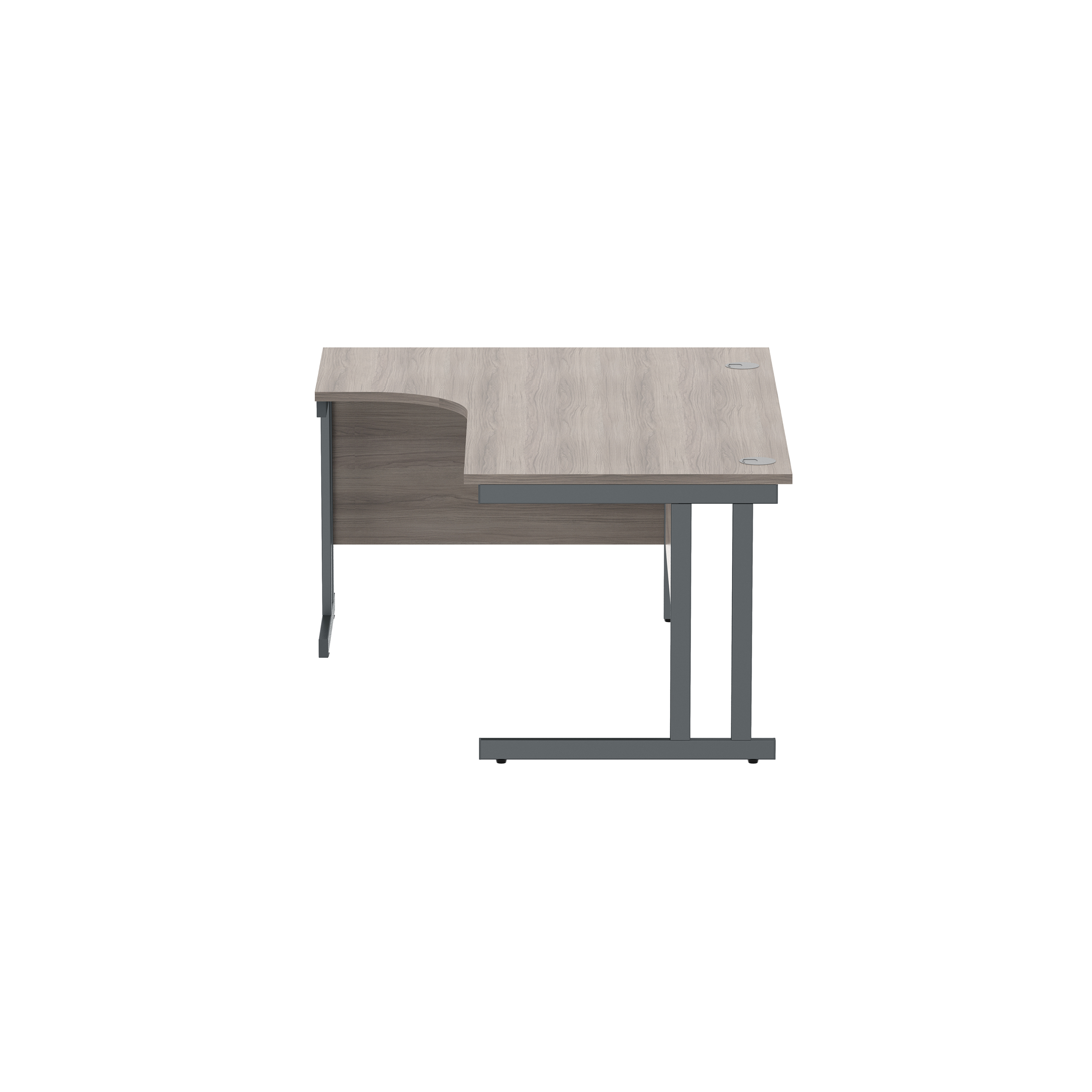 Office Left Hand Corner Desk with Steel Double Upright Cantilever Frame (FSC) | 1600X1200 | Alaskan Grey Oak/Graphite thumbnail 4