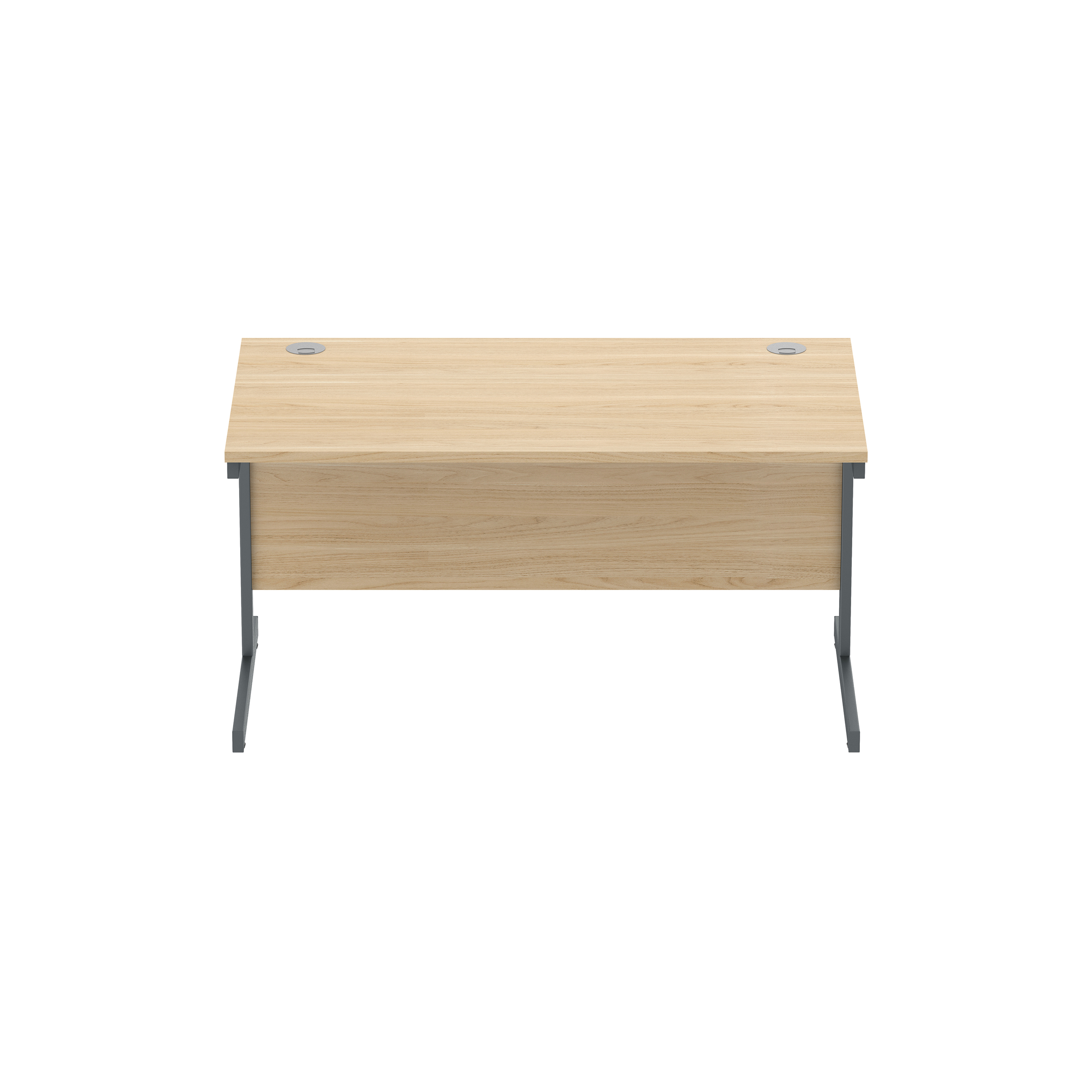 Office Rectangular Desk with Steel Single Upright Cantilever Frame (FSC) | 1400X800 | Canadian Oak/Graphite thumbnail 3