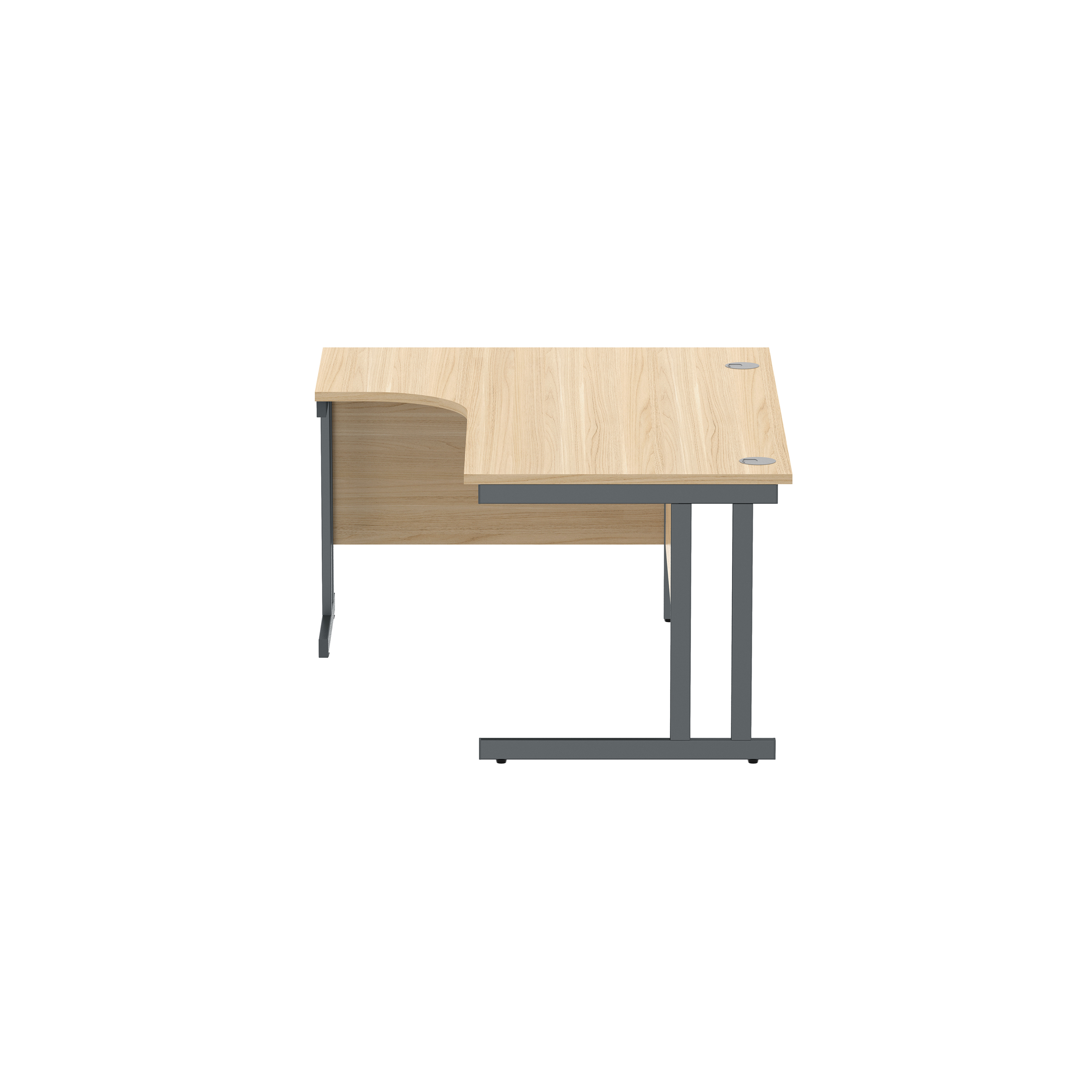 Office Left Hand Corner Desk with Steel Double Upright Cantilever Frame (FSC) | 1600X1200 | Canadian Oak/Graphite thumbnail 4