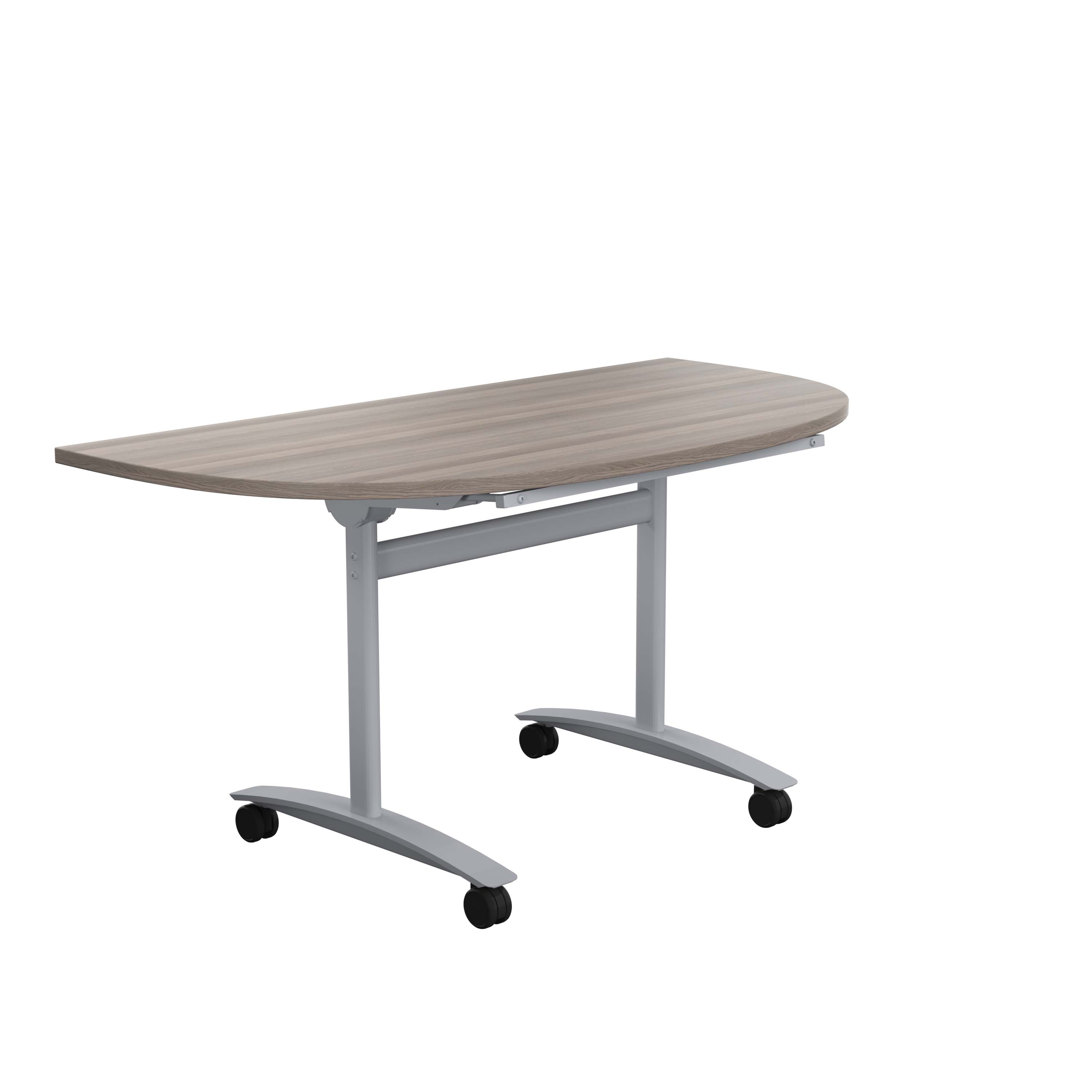 One D-End Tilting Table (FSC) | 1400 X 700 | Grey Oak/Silver
