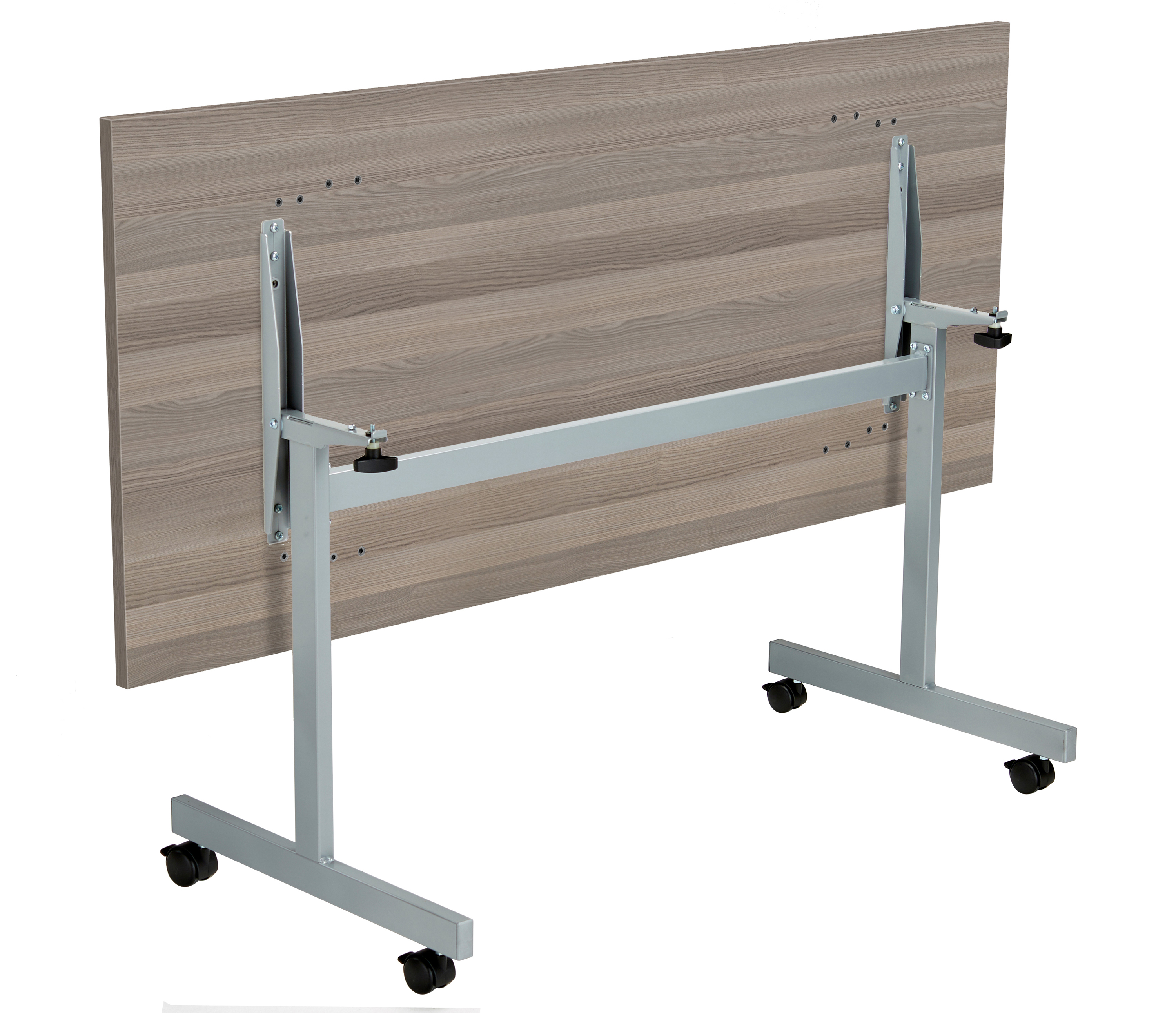 One Eighty Rectangular Tilting Table (FSC) | 1600 X 700 | Grey Oak/Silver thumbnail 4