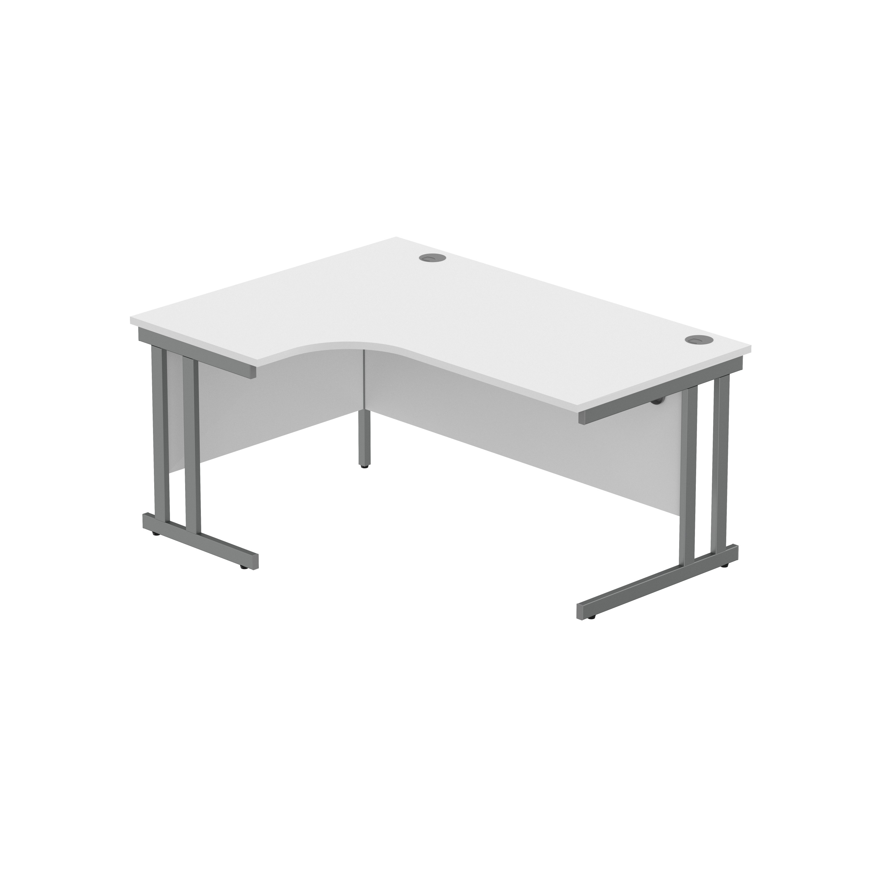 Office Left Hand Corner Desk with Steel Double Upright Cantilever Frame (FSC) | 1600X1200 | Arctic White/Graphite