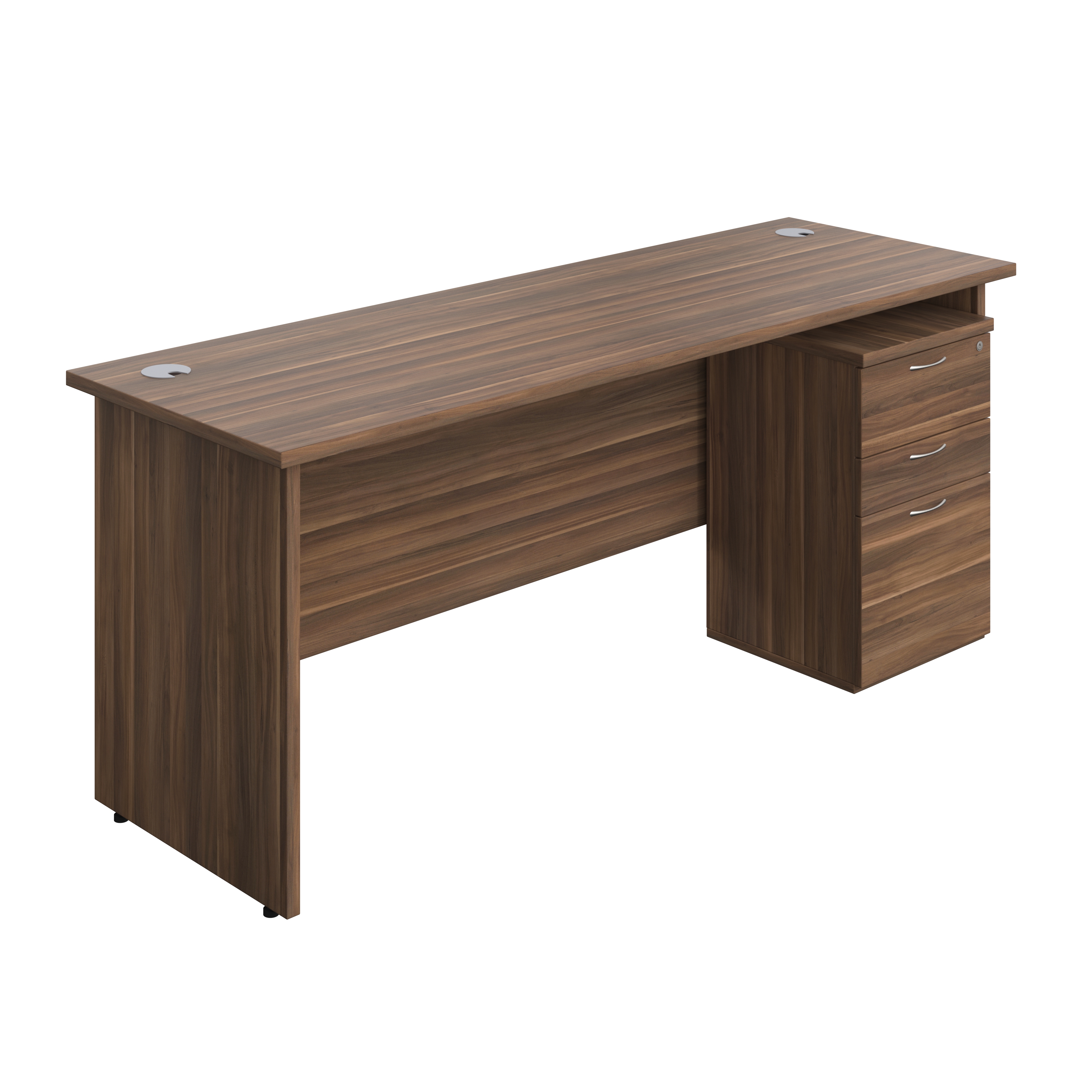 Panel Rectangular Desk + 3 Drawer Under Desk Pedestal Bundle (FSC) | 1800X600 | Dark Walnut/Dark Walnut
