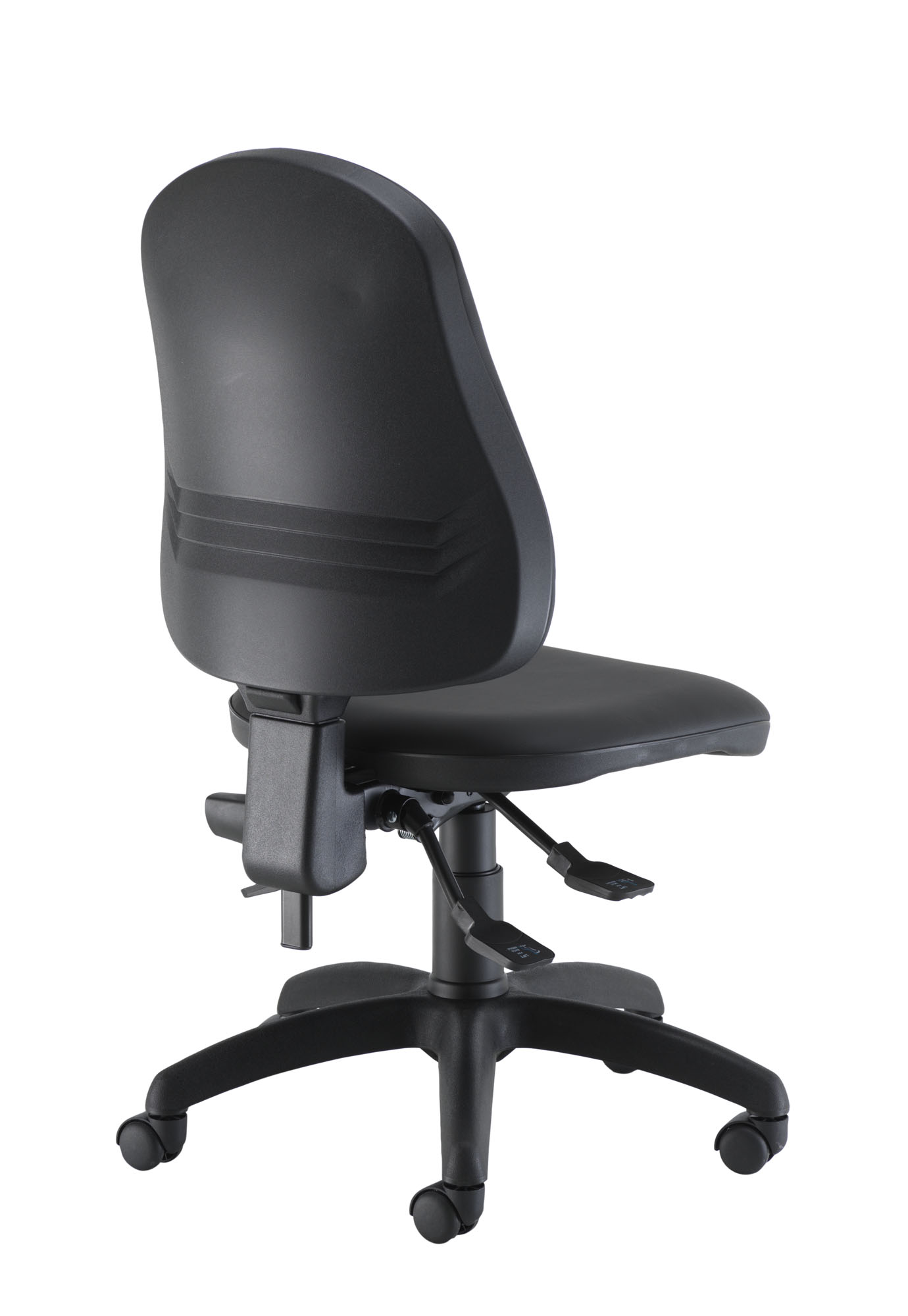 Calypso Ergo 2 Lever Office Chair with Lumbar Pump | No Arms | Black PU thumbnail 4