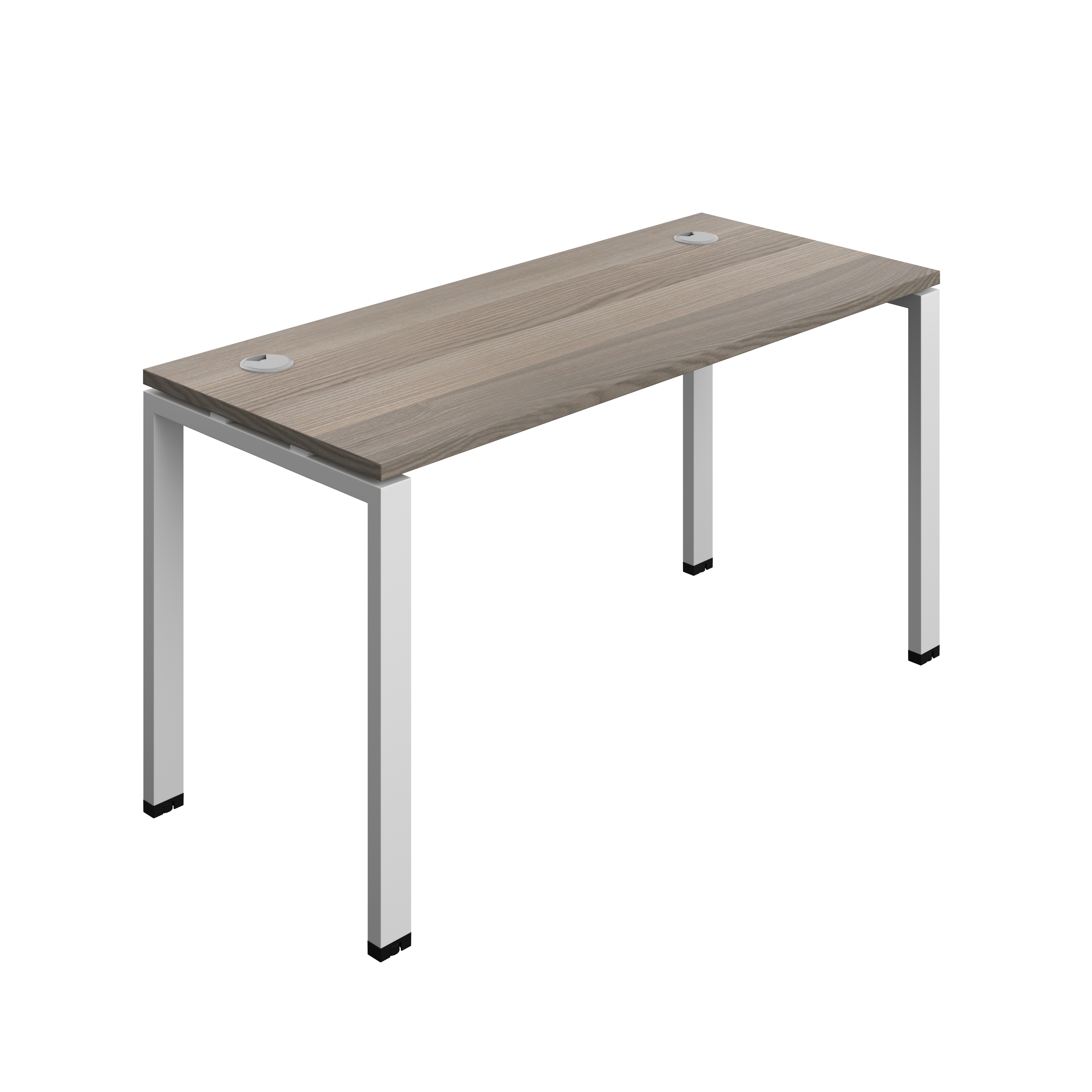 Synergy Bench with Cable Ports: 1 Person (FSC) : Goal Post Leg : 1400 | 600 | Grey Oak/Silver