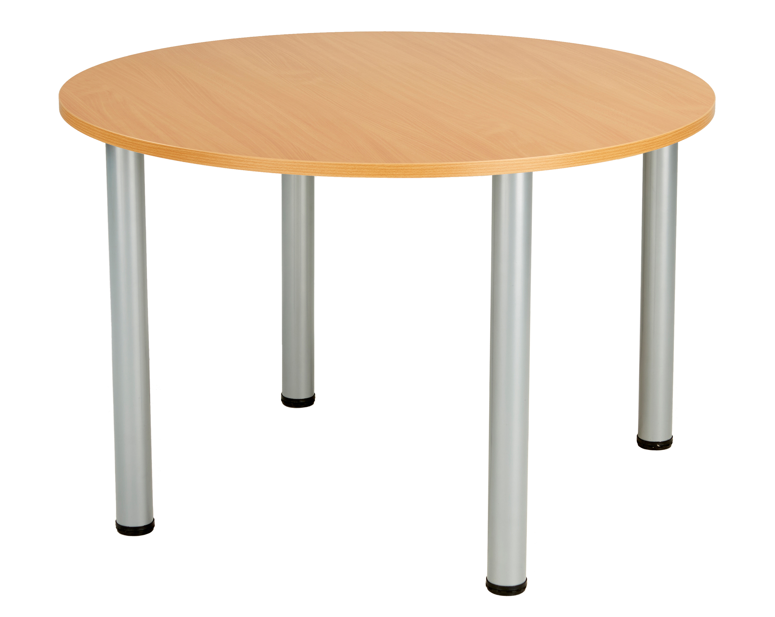 One Fraction Plus Circular Meeting Table (FSC) | 1000mm | Beech/Silver