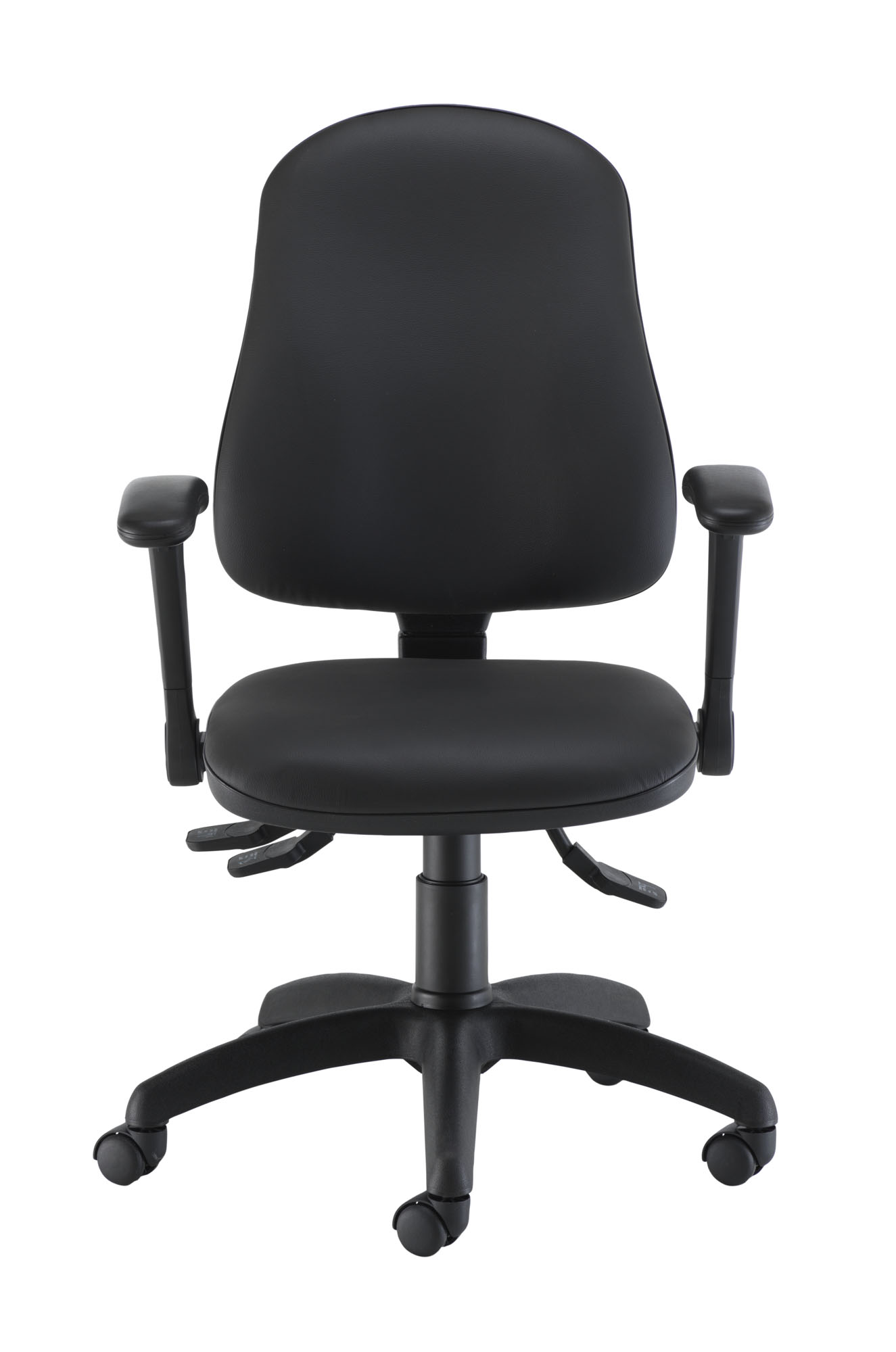 Calypso Ergo 2 Lever Office Chair with Lumbar Pump | Folding Arms | Black PU thumbnail 2